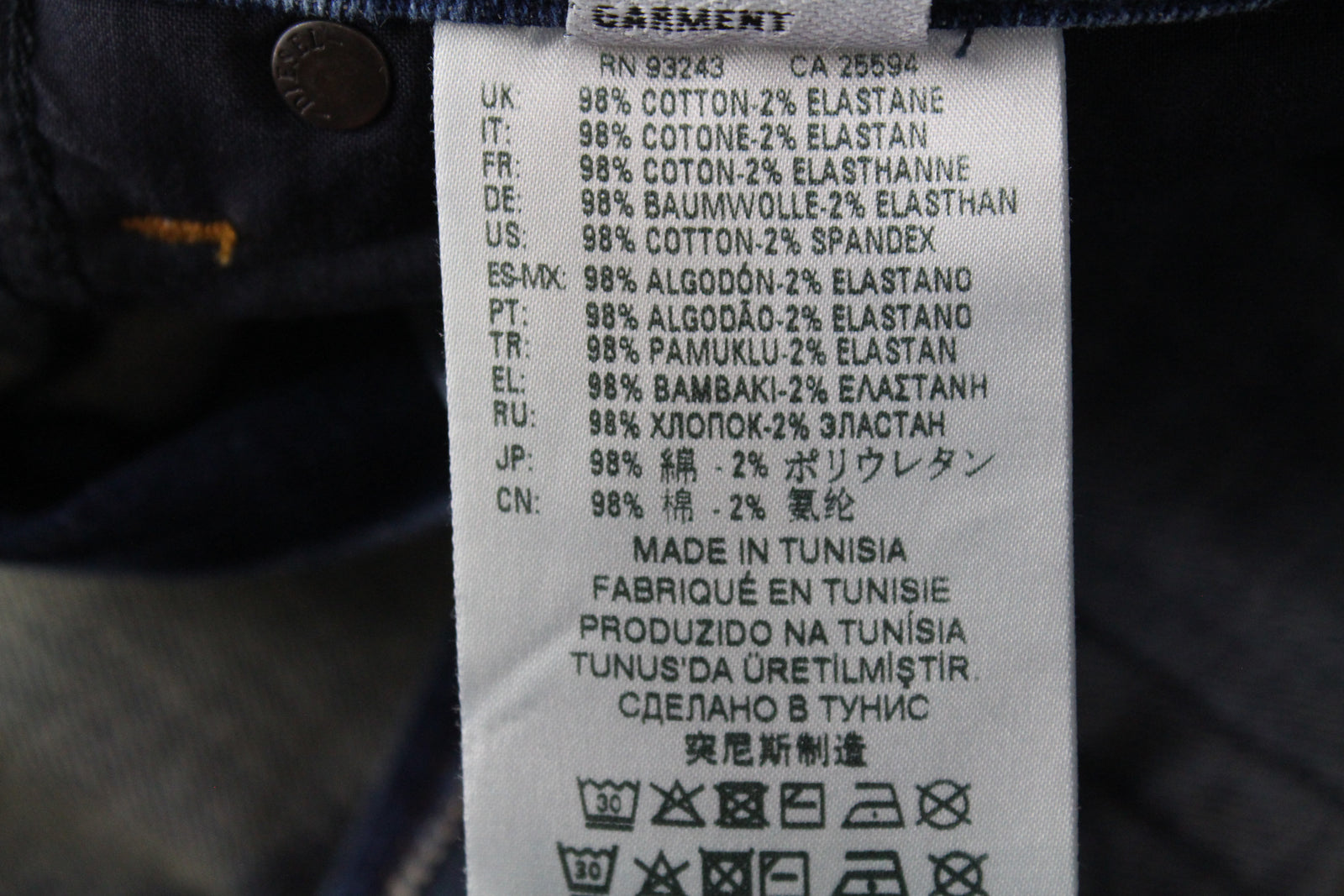 DIESEL Krayver R6ZD4 vyriški mėlyni džinsai W28/L30 Slim morkų rašto plėšytos medvilnės tamprės 