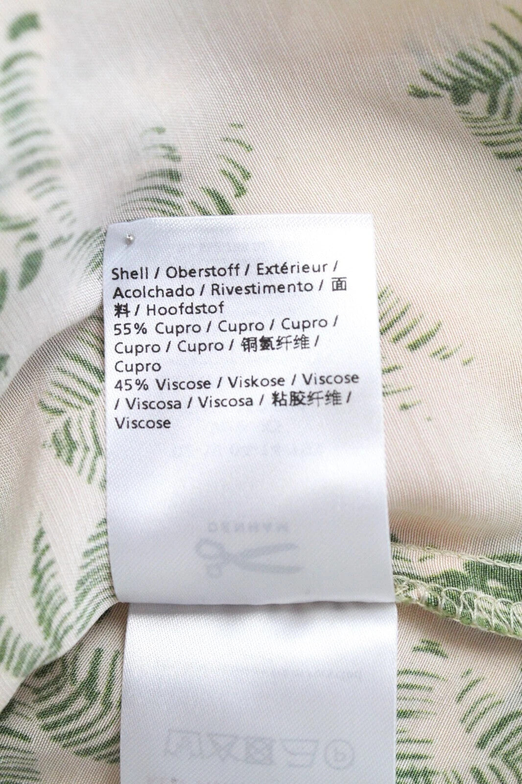 DENHAM Roxanne moteriška suknelė XS šviesiai ruda delnų raštu trumpomis rankovėmis 