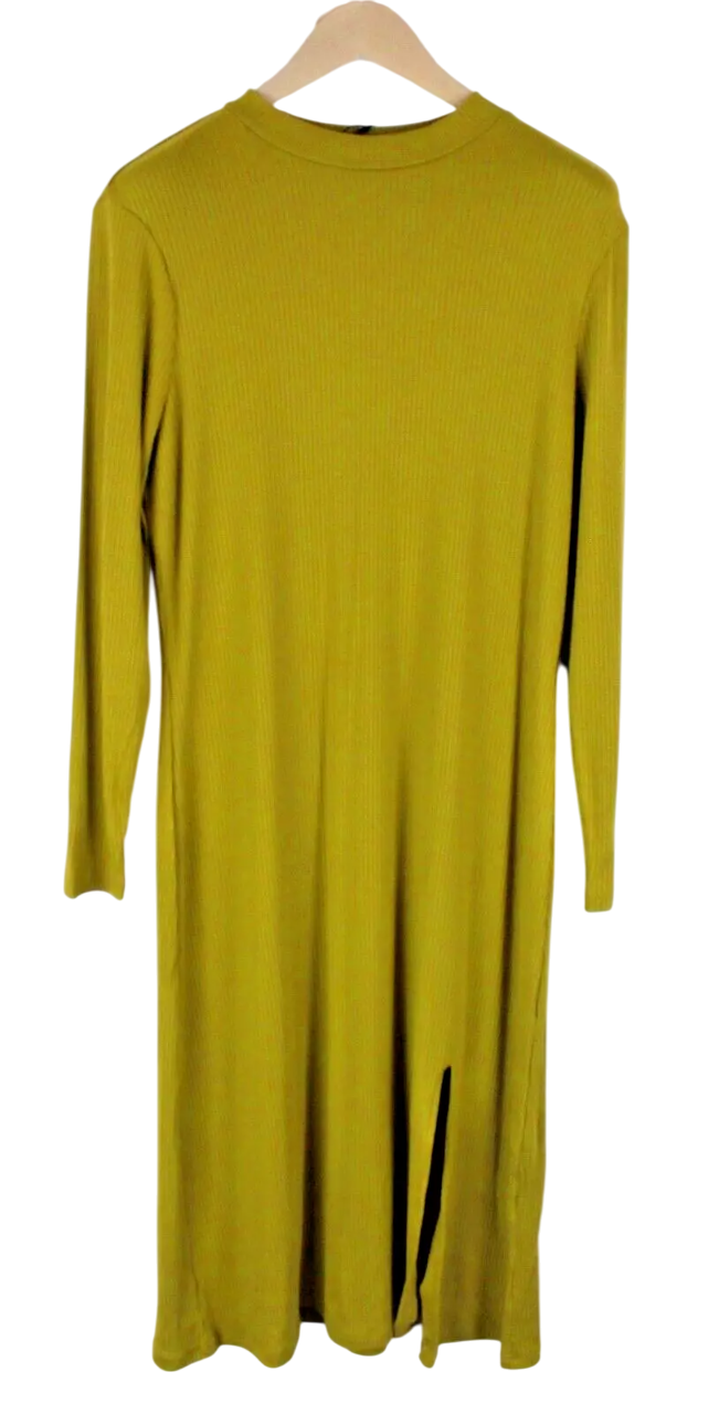 ZIGN Women's Dress UK18 Olive Green Long Sleeve Ribbed Stretch Pullover
