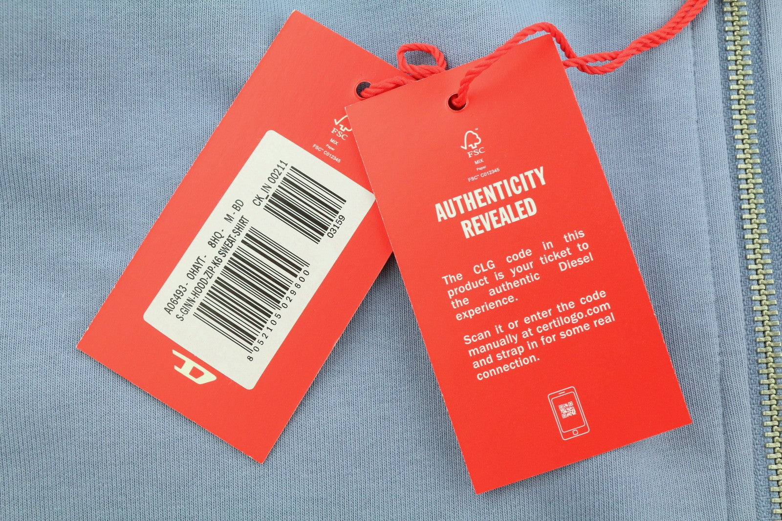 DIESEL S-Ginn-Hood-Zip-K6 vyriškas džemperis su gobtuvu, mėlynas, su užtrauktuku ir kišenėmis, rekomenduojama kaina – 150 € 