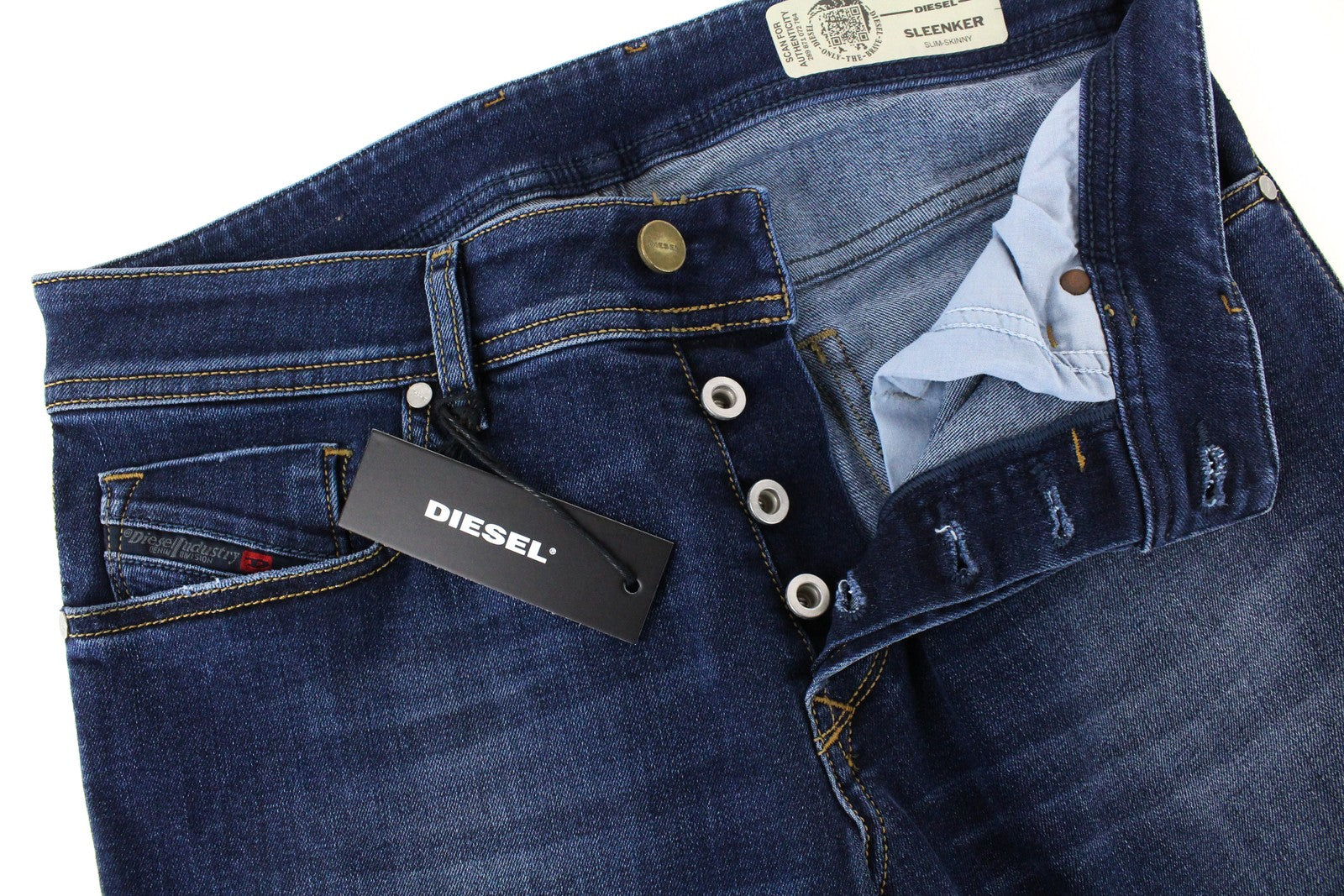 DIESEL Sleenker 086AJ vyriški džinsai W29/L32 Slim Skinny mėlyni, tamprūs medvilniniai džinsai 