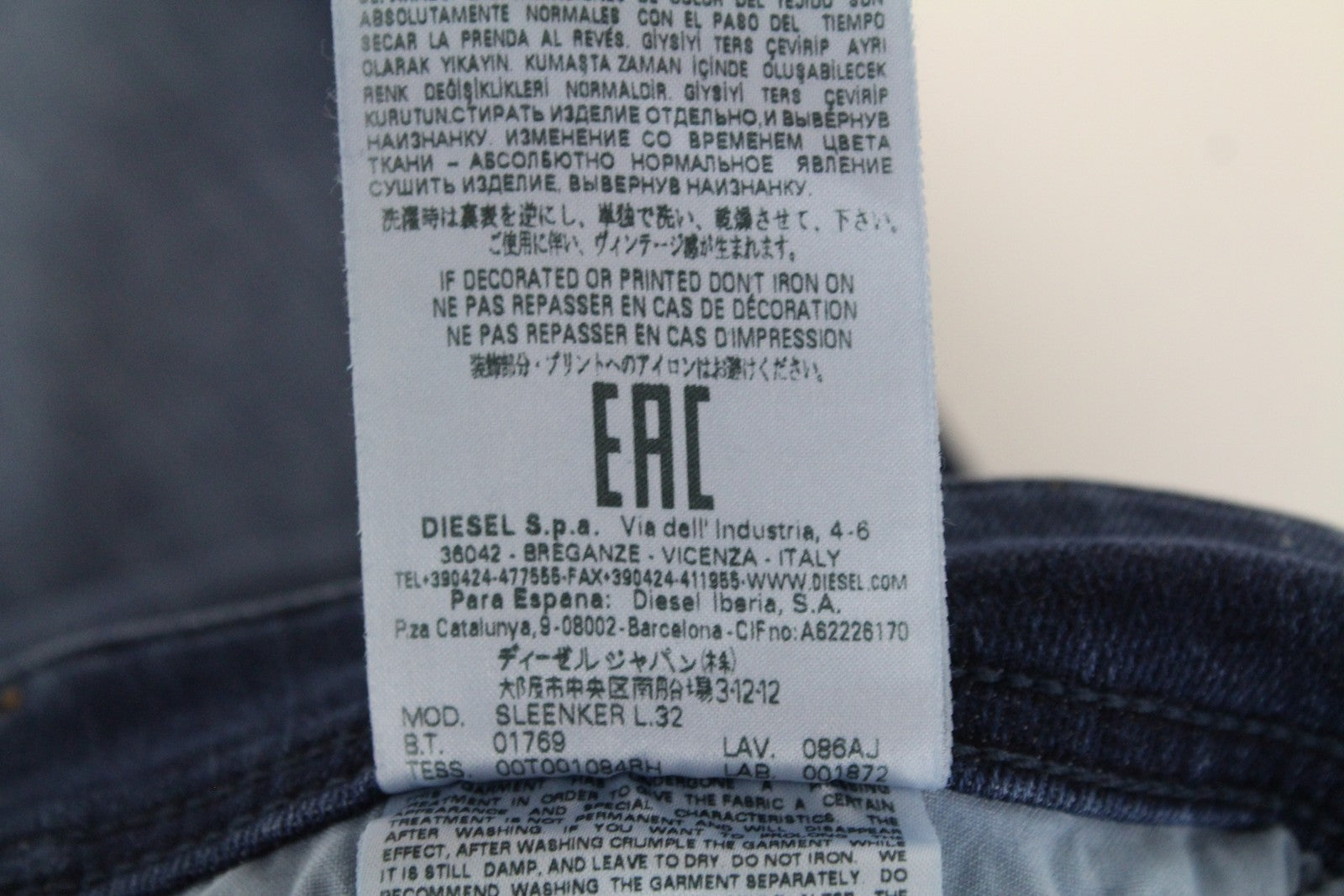 DIESEL Sleenker 086AJ vyriški džinsai W29/L32 Slim Skinny mėlyni, tamprūs medvilniniai džinsai 