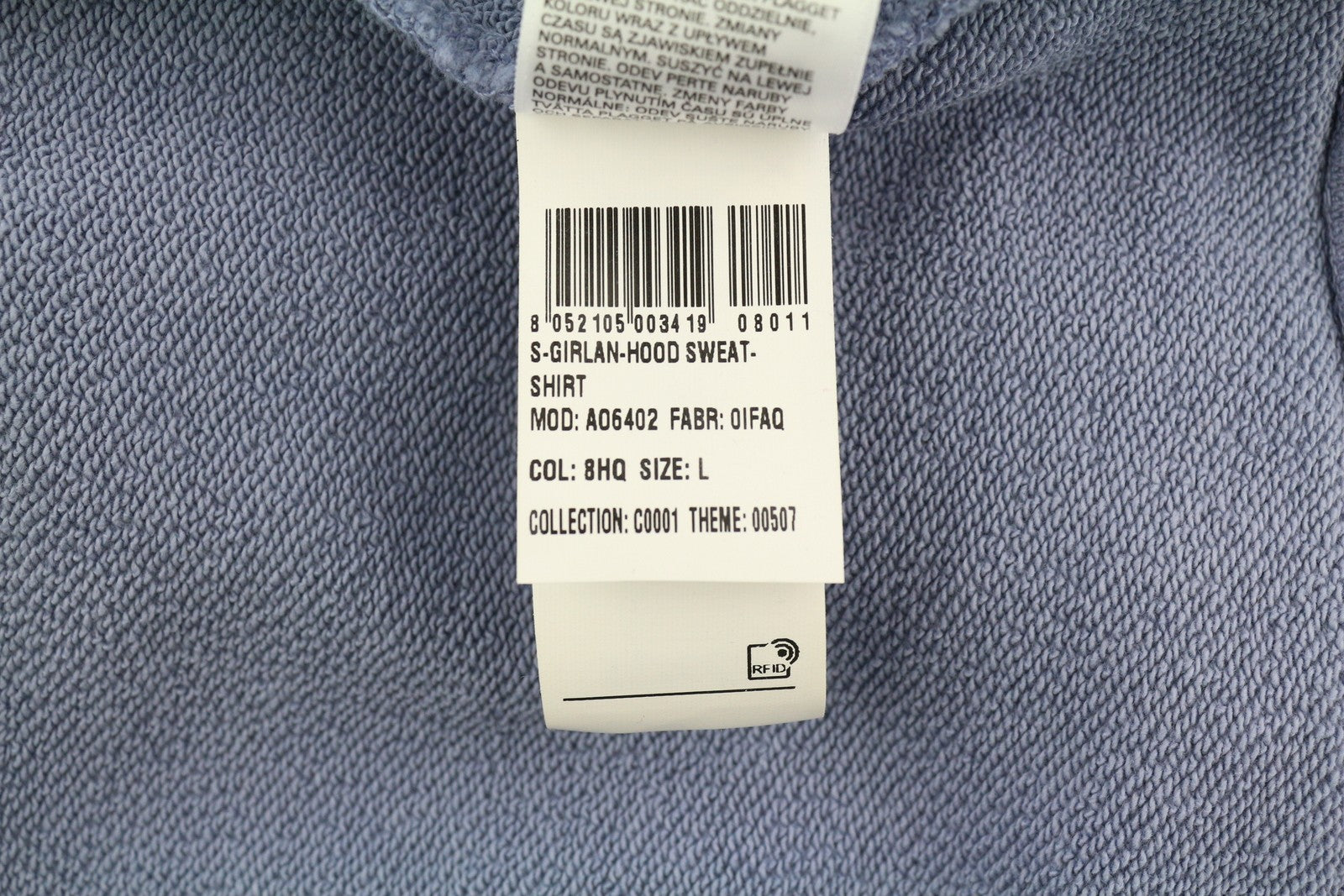 DIESEL S-Girlan-Hood vyriškas džemperis su gobtuvu, L dydžio, mėlynas, megztinis su kengūros kišene, RRP195