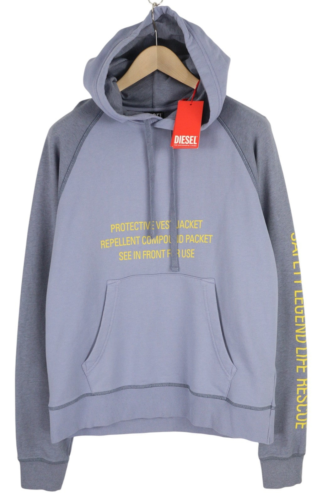 DIESEL S-Girlan-Hood vyriškas džemperis su gobtuvu, L dydžio, mėlynas, megztinis su kengūros kišene, RRP195