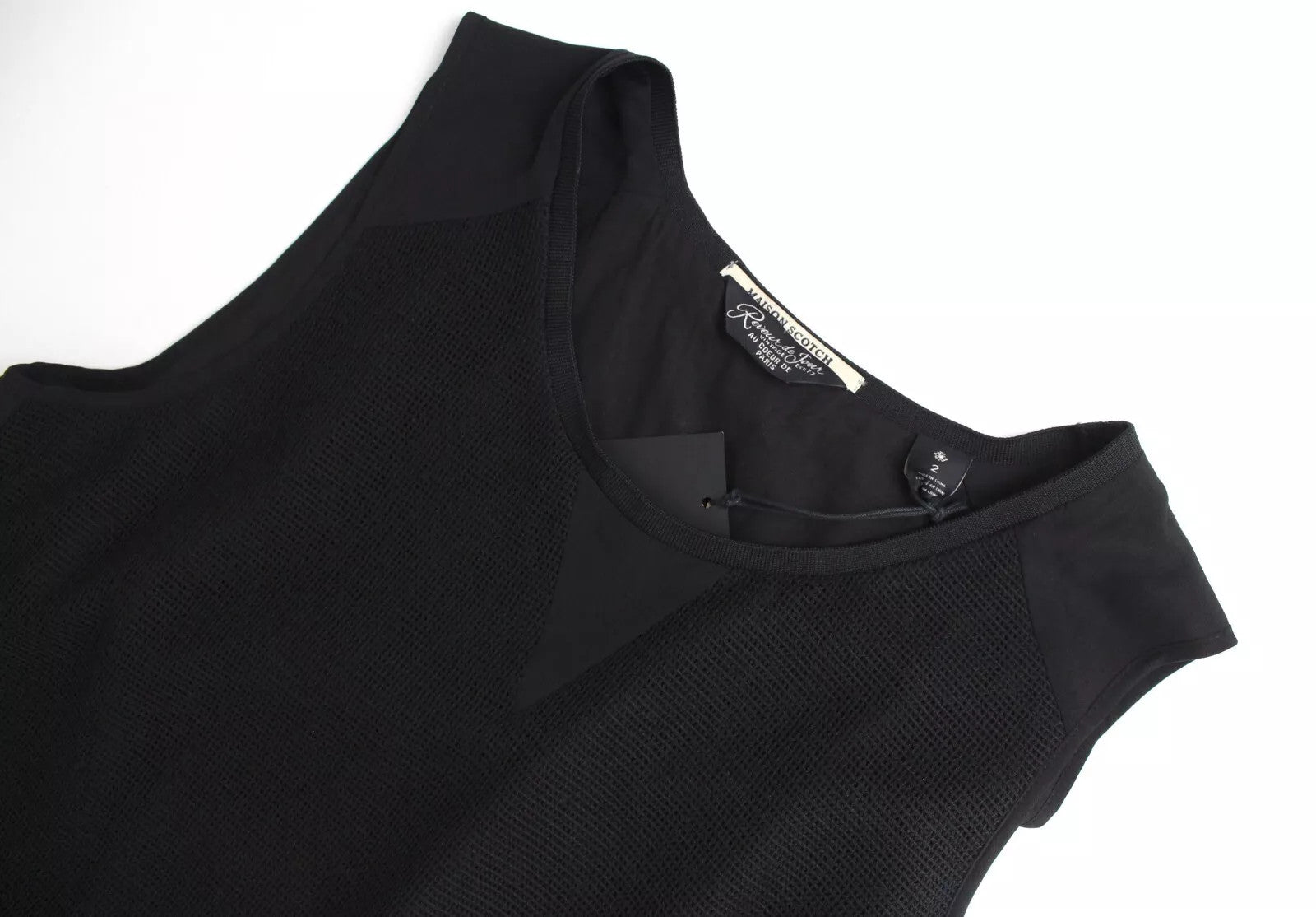 MAISON SCOTCH moteriška suknelė M, juoda, daugiasluoksnė, be rankovių, apvali iškirptė 