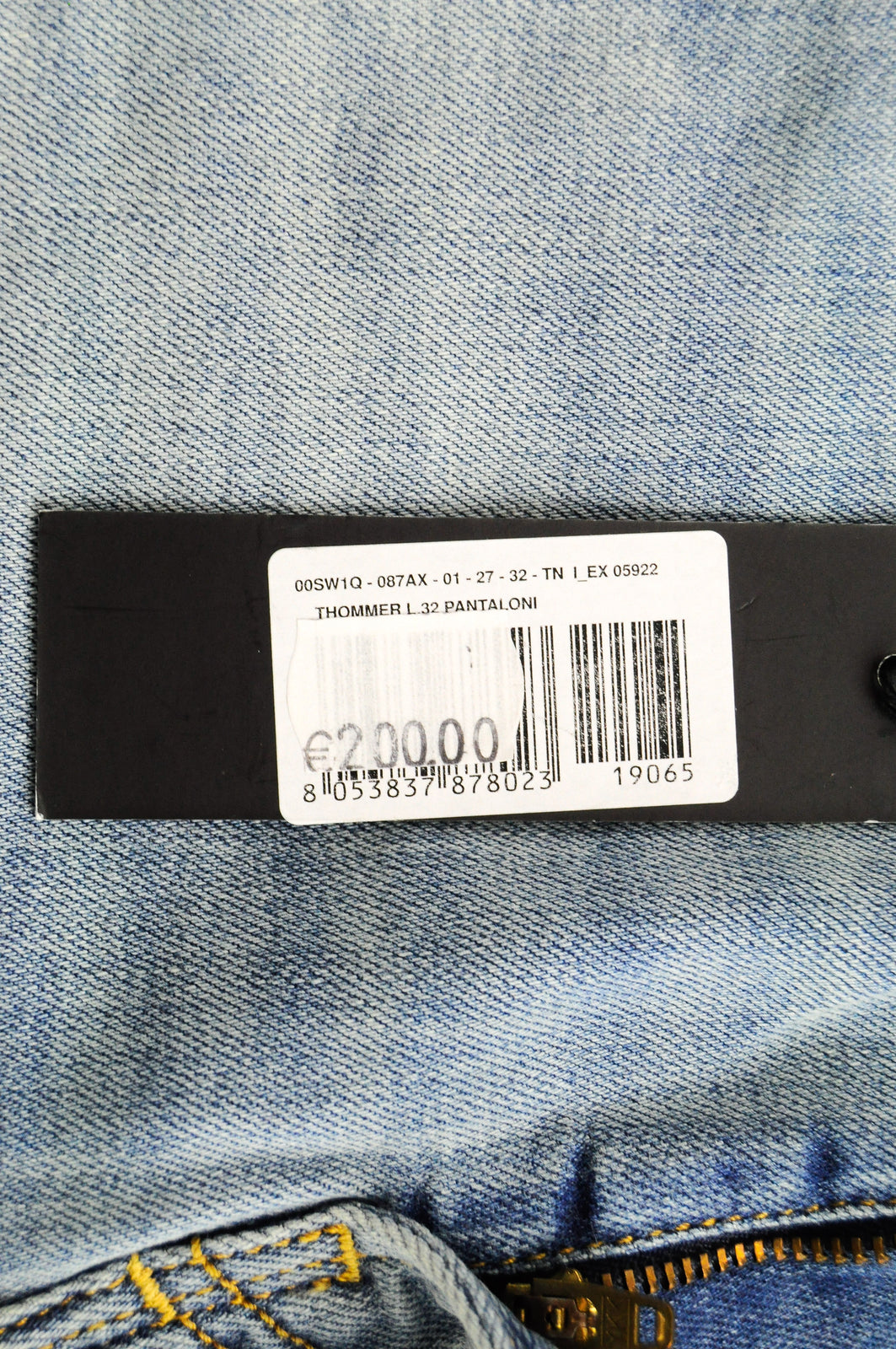 DIESEL Thommer 087AX vyriški mėlyni džinsai W27/L32 plėšyti, skalbti, ploni, aptempti džinsai 