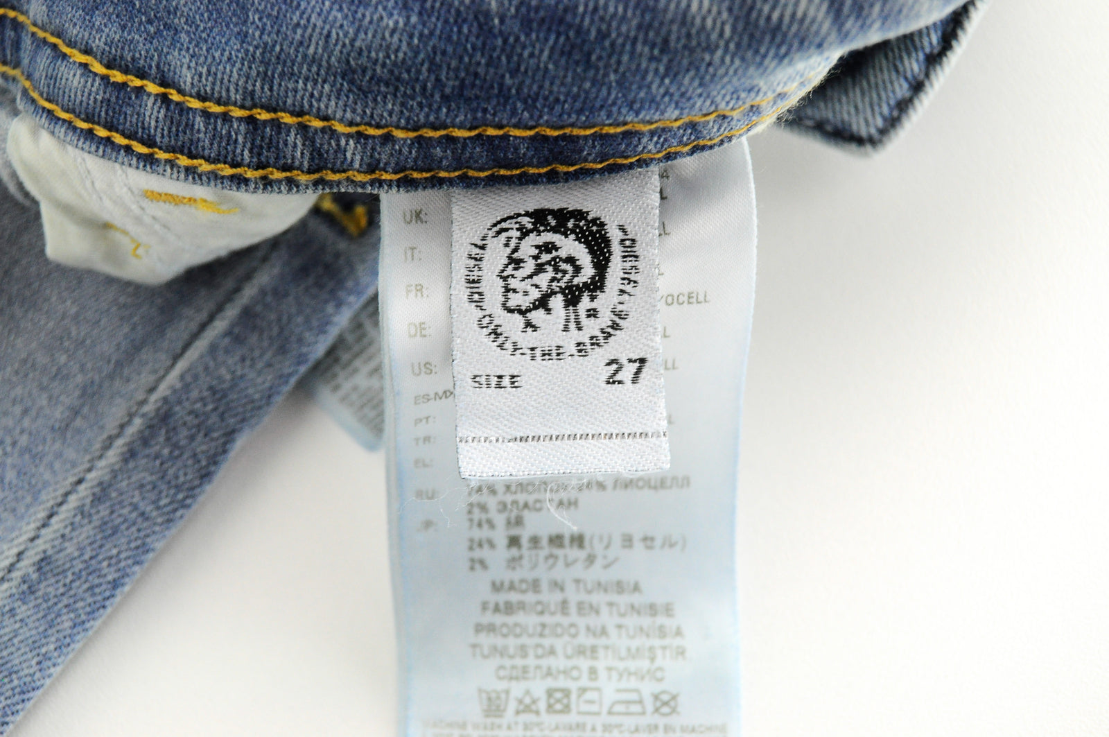 DIESEL Thommer 087AX vyriški mėlyni džinsai W27/L32 plėšyti, skalbti, ploni, aptempti džinsai 