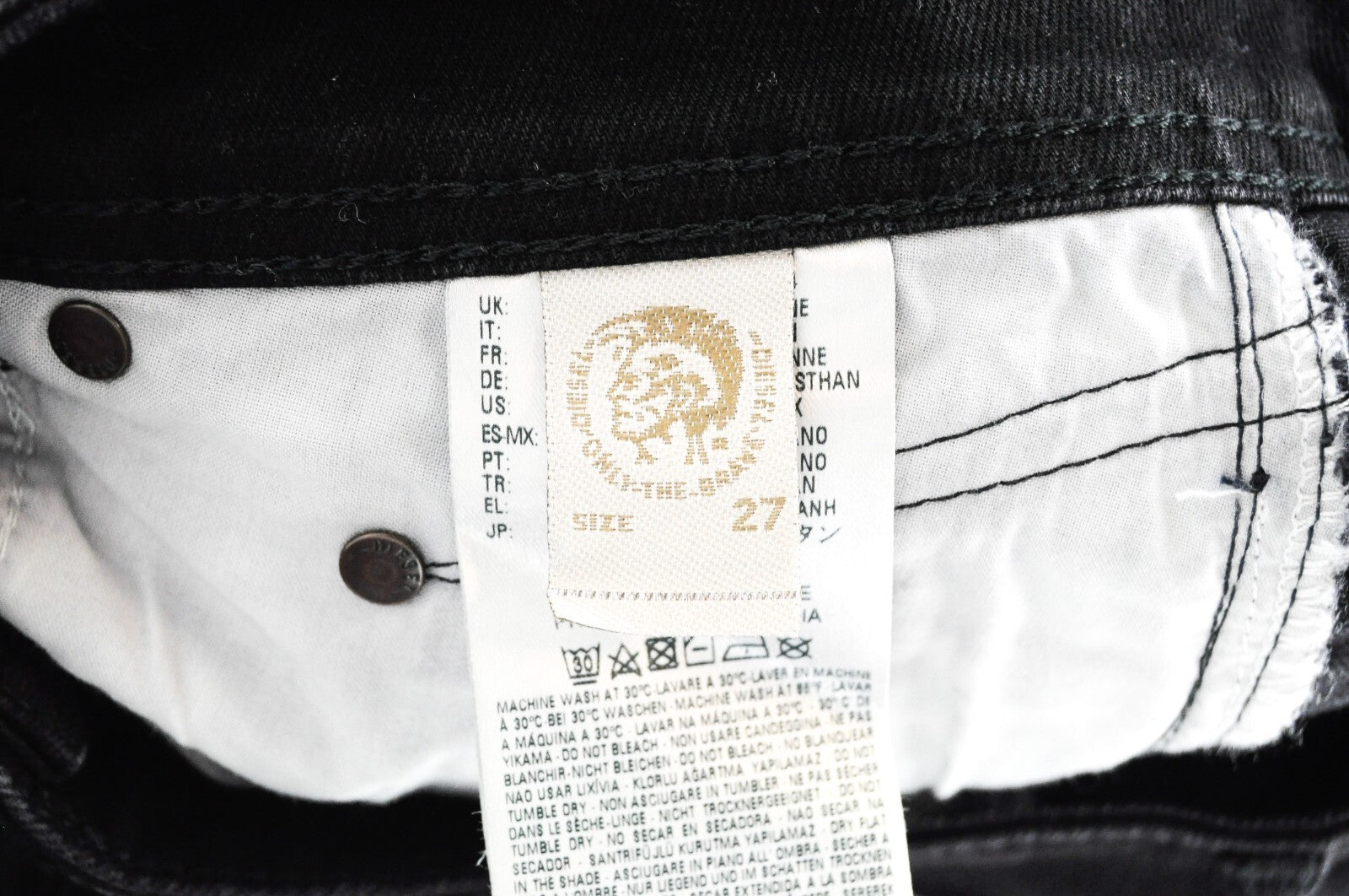 DIESEL Belther 0886Z vyriški juodi džinsai W27/L34 Slim Tapered Cotton Thinks Fit 