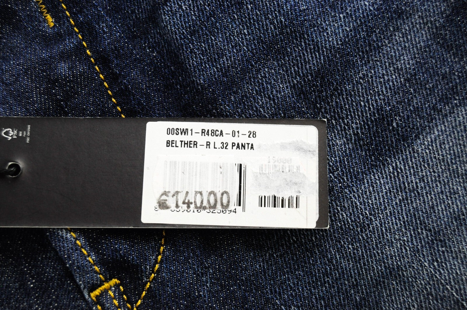 DIESEL Belther-R R48CA vyriški tamsiai mėlyni džinsai W28/L32 Slim Tapered Cotton Stretch 