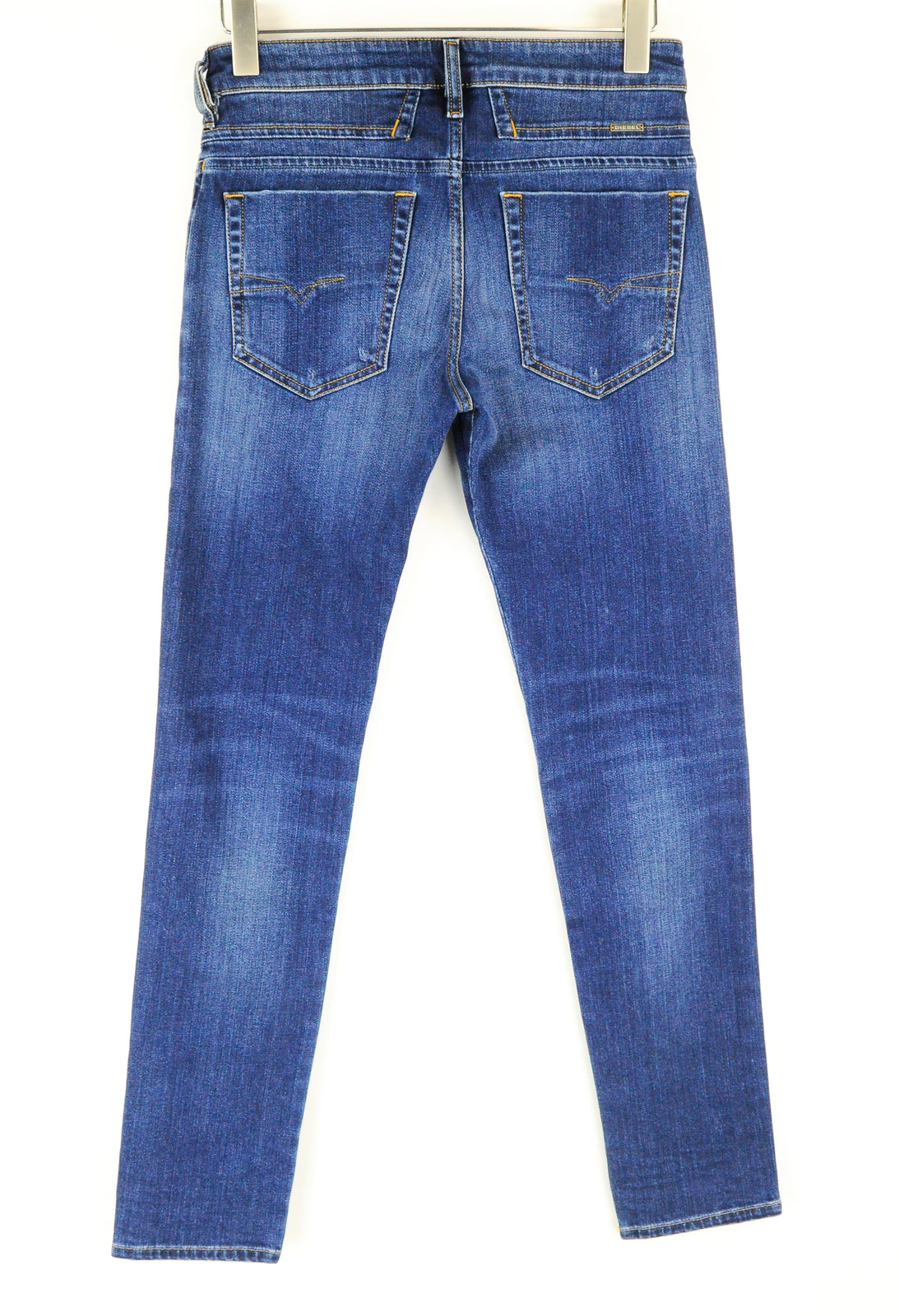 DIESEL D-Bazer 083AZ vyriški mėlyni džinsai W27/L32 siaurėjantys, plėšyti medvilniniai tamprūs džinsai 