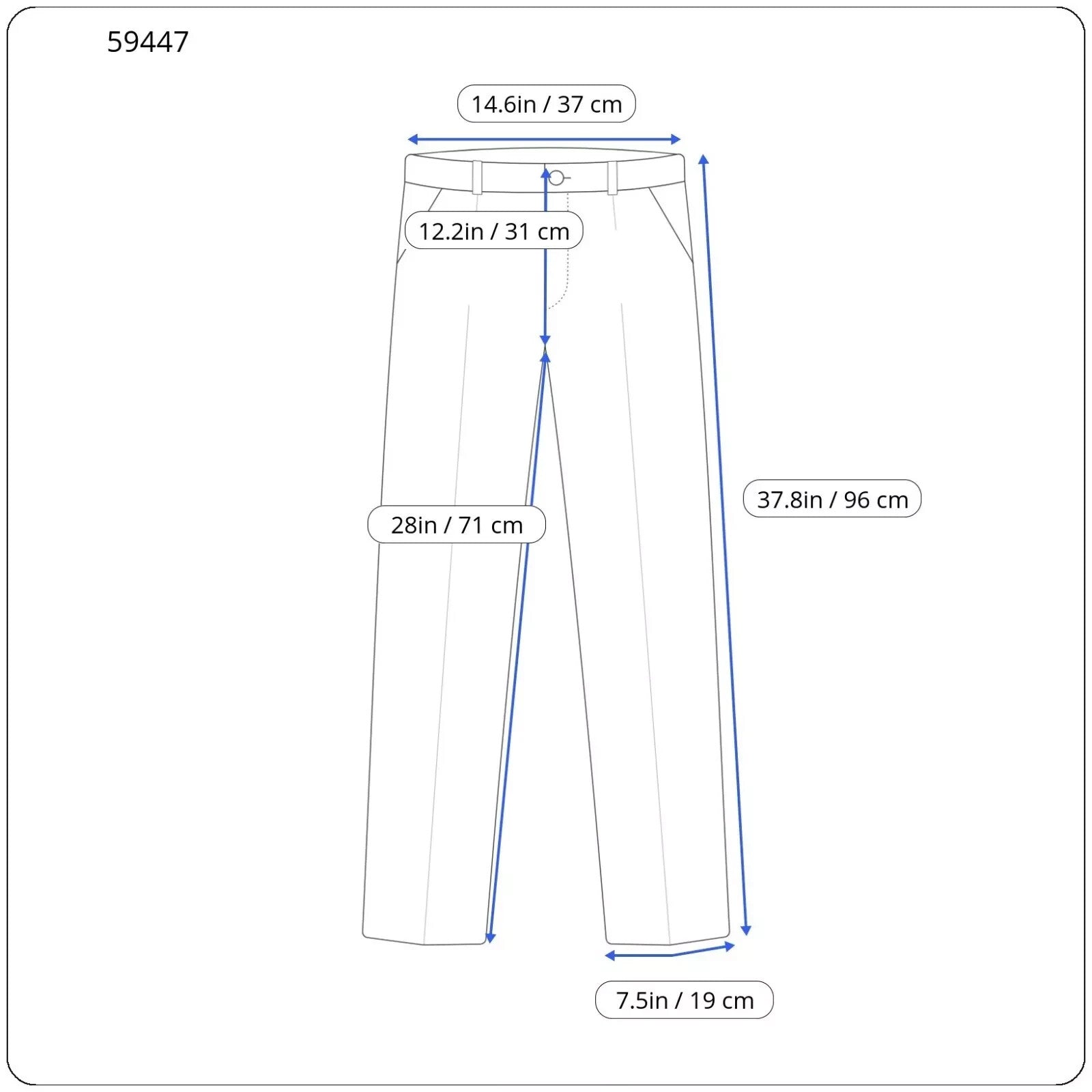 DENHAM Bonnie Women's Trousers W23/L28 Wide Blue Linen Cotton Painted