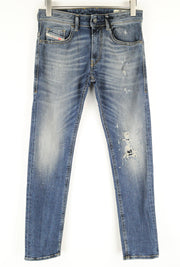 DIESEL Thommer 083AC vyriški mėlyni džinsai W28/L30 Slim Skinny skalbtos medvilnės tamprės 