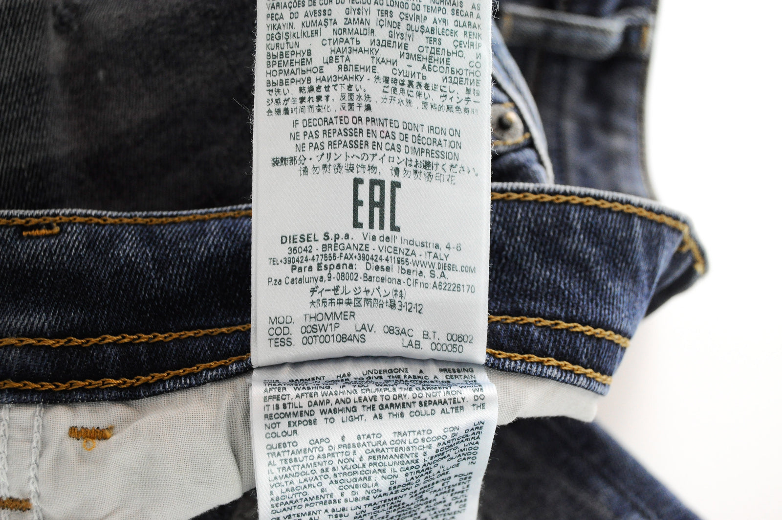 DIESEL Thommer 083AC vyriški mėlyni džinsai W28/L30 Slim Skinny skalbtos medvilnės tamprės 