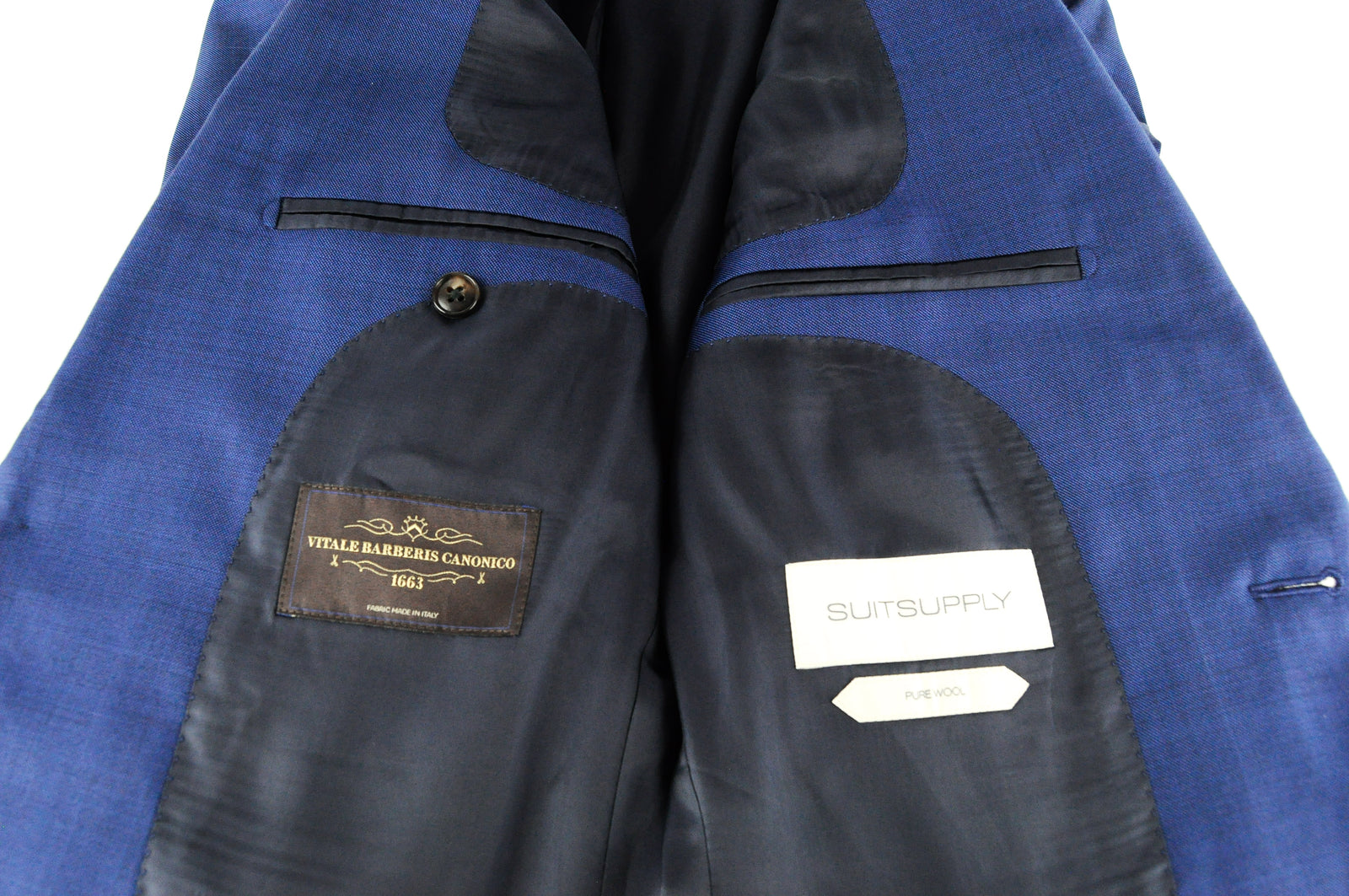 SUITSUPPLY Lazio Men's Suit UK34R Slim Fit Blue Wool Lined 2-Piece Classic Wear