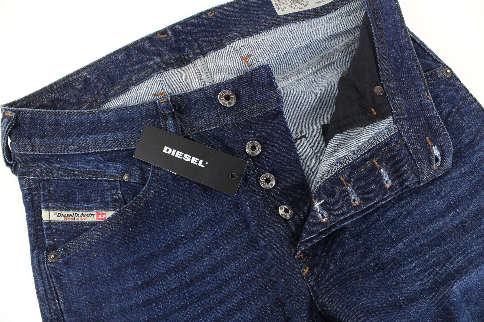 DIESEL Belther-R R13M8 vyriški džinsai W28 L32 Slim Tapered, tamprios medvilnės, mėlynos spalvos 
