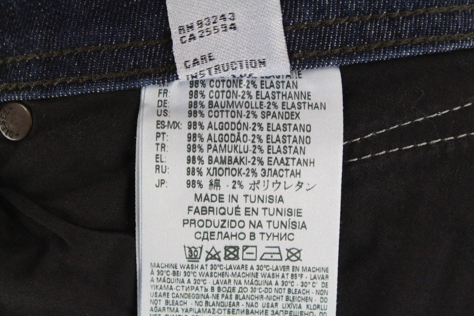 DIESEL Belther-R R13M8 vyriški džinsai W28 L32 Slim Tapered, tamprios medvilnės, mėlynos spalvos 