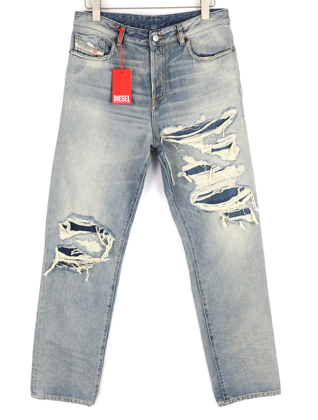 DIESEL D-Rekiv-Z 09C90 vyriški džinsai W32/L34, plėšyti, tiesūs, skalbti, rekomenduojama kaina – 295 € 