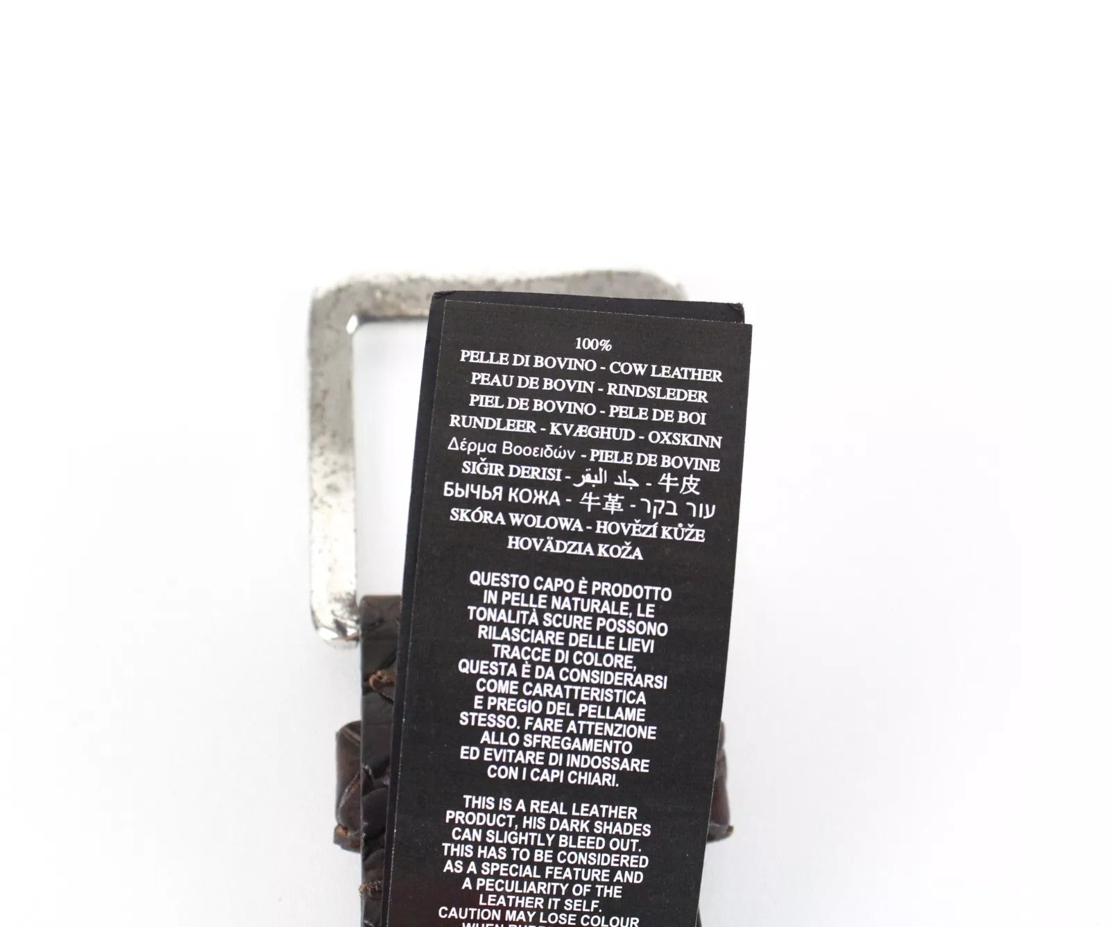 REPLAY vyriškas diržas 85 cm kvadratiniais galais rudas karvės odos raštuotas sagtis 