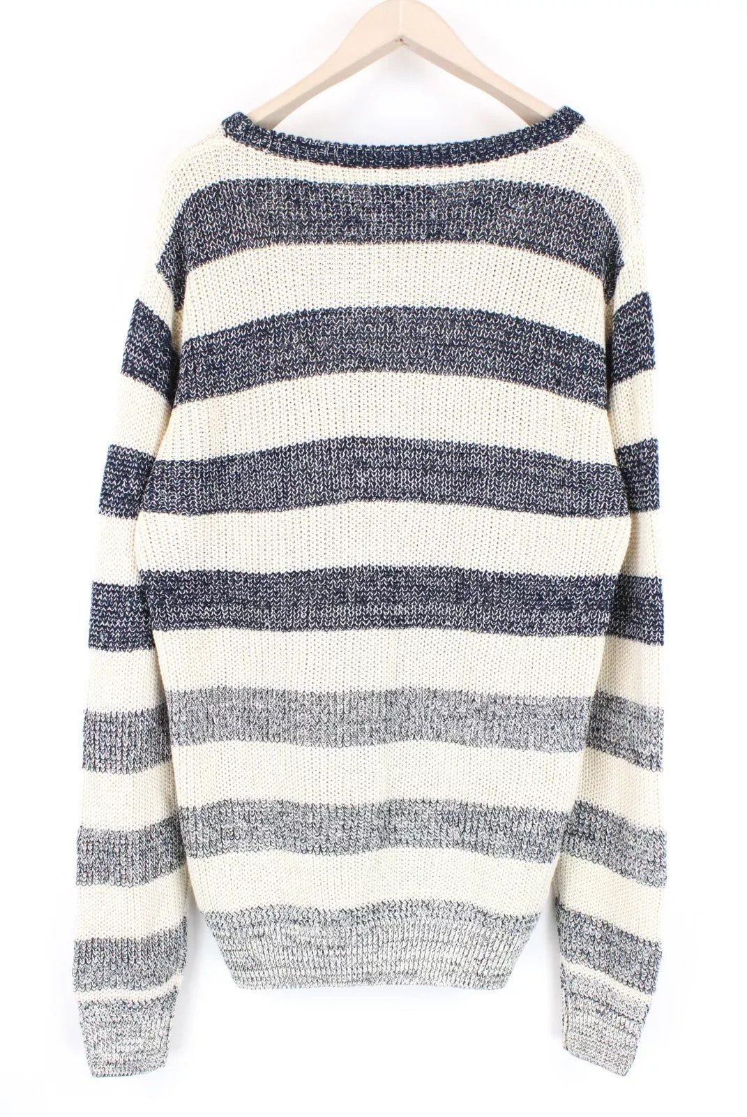 SCOTCH &amp; SODA Ams Couture vyriškas megztinis su smėlio spalvos dryžiais, megztas medvilnės mišinio audinys, 2XL dydis 