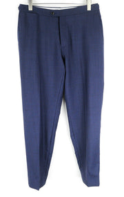 SUITSUPPLY Brescia Men's Trousers UK44S Blue Patterned Wool Pleated Formal Wear