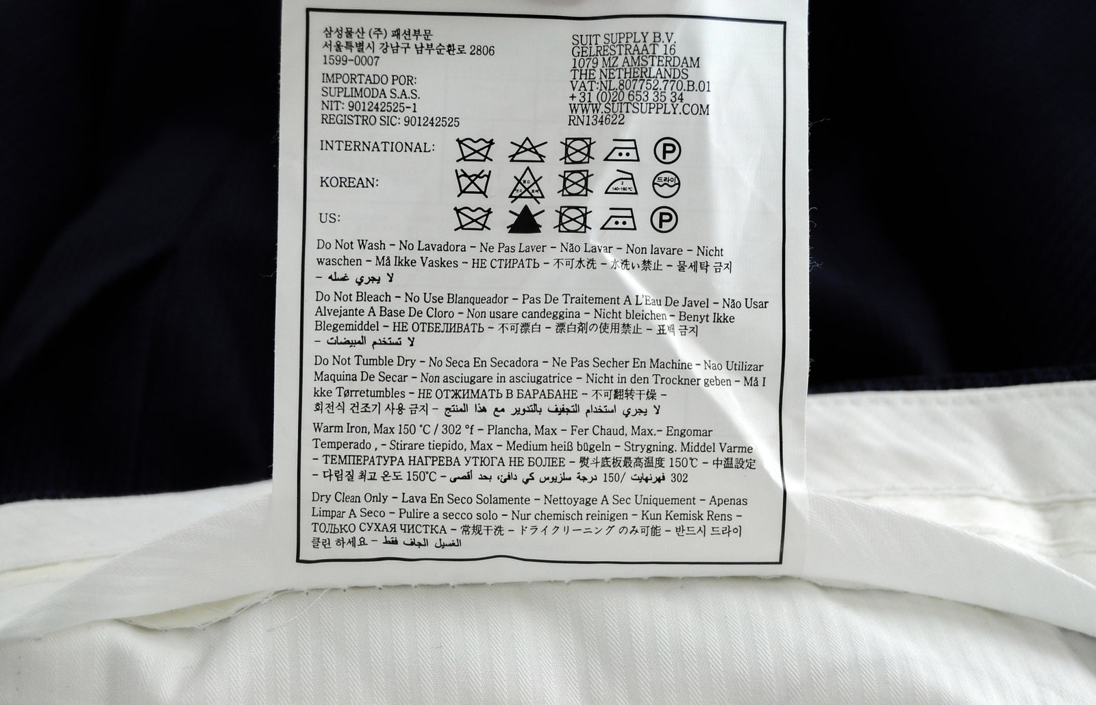 SUITSUPPLY Brescia Men's Trousers UK44S Blue Patterned Wool Pleated Formal Wear