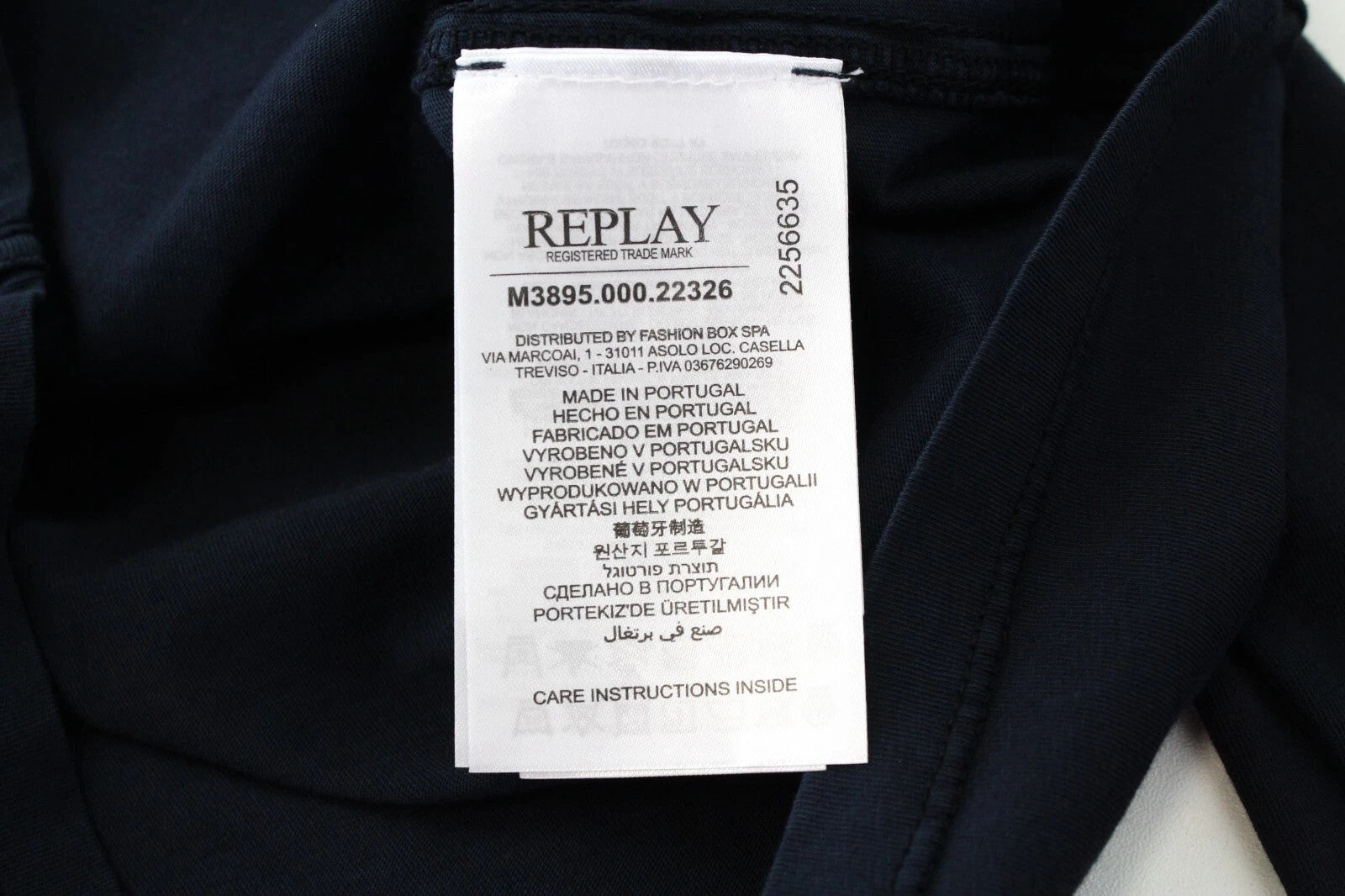 REPLAY Men's T-Shirt S Navy Cotton Long Sleeve Plain Pocketed Pullover