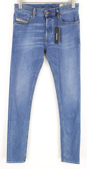 DIESEL Tepphar-X R8XA3 vyriški mėlyni džinsai W29/L34 ploni morkų rašto medvilniniai tamprūs džinsai 