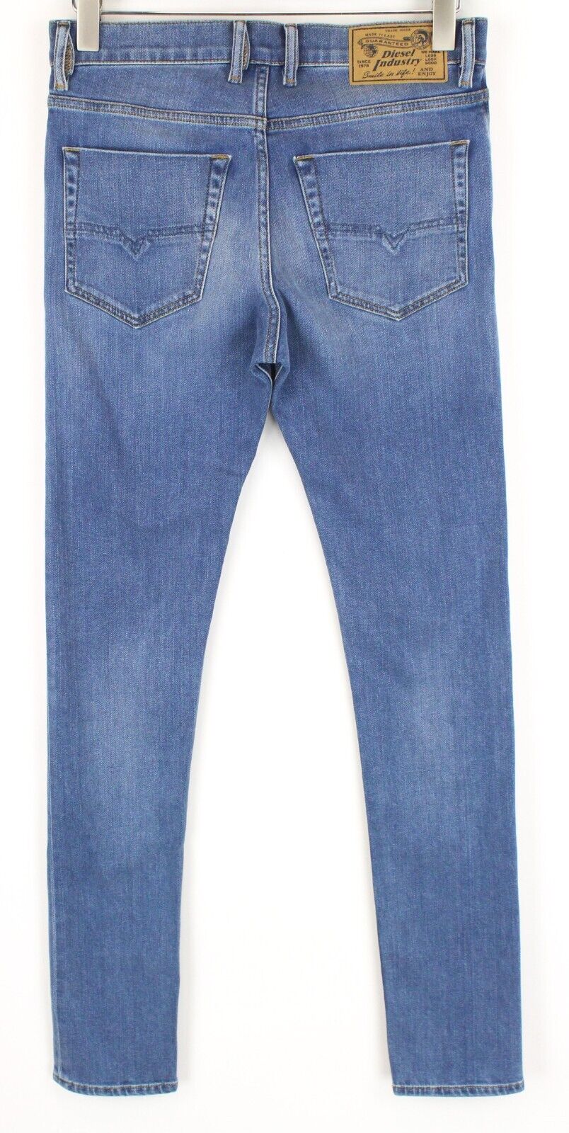 DIESEL Tepphar-X R8XA3 vyriški mėlyni džinsai W29/L34 ploni morkų rašto medvilniniai tamprūs džinsai 