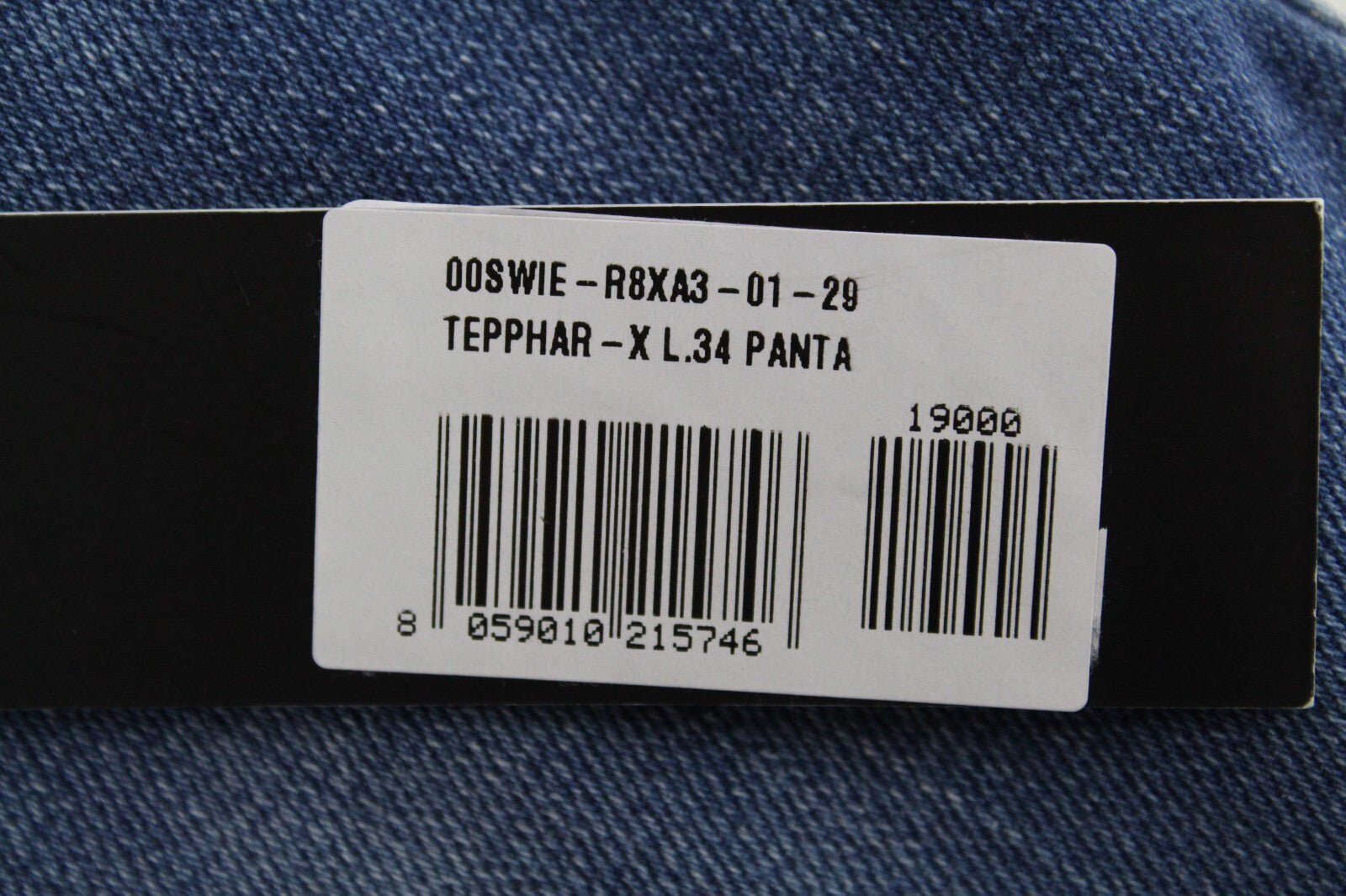 DIESEL Tepphar-X R8XA3 vyriški mėlyni džinsai W29/L34 ploni morkų rašto medvilniniai tamprūs džinsai 