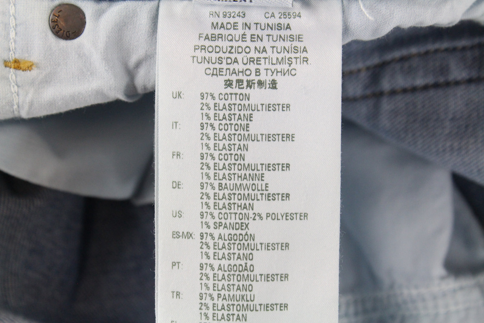 DIESEL Tepphar-X R8XA3 vyriški mėlyni džinsai W28/L34 ploni morkų spalvos medvilniniai skalbti džinsai 