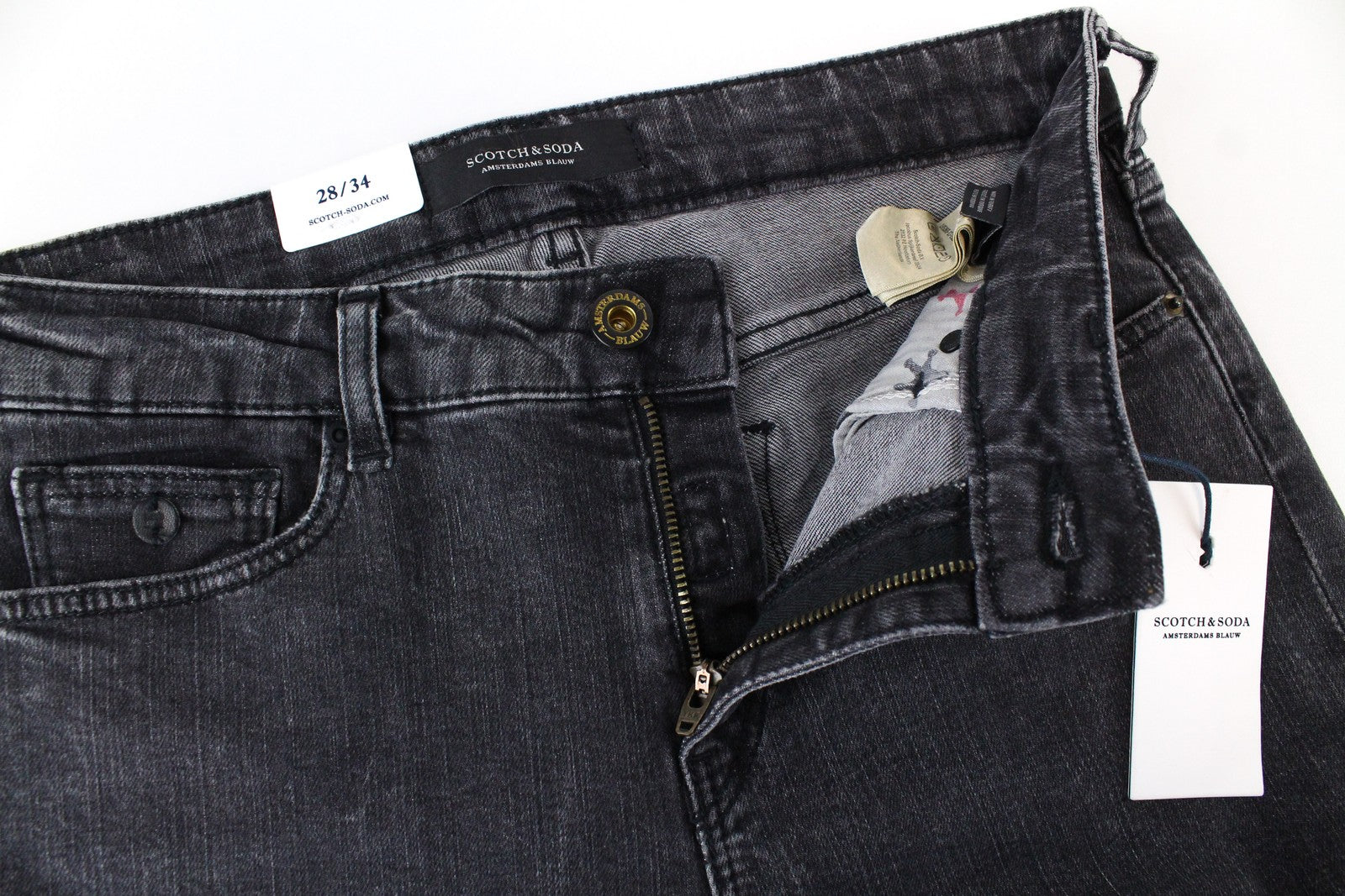 „SCOTCH &amp; SODA Supreme“ moteriški džinsai W28/L34 Slim tiesūs pilki tamprūs medvilniniai džinsai 