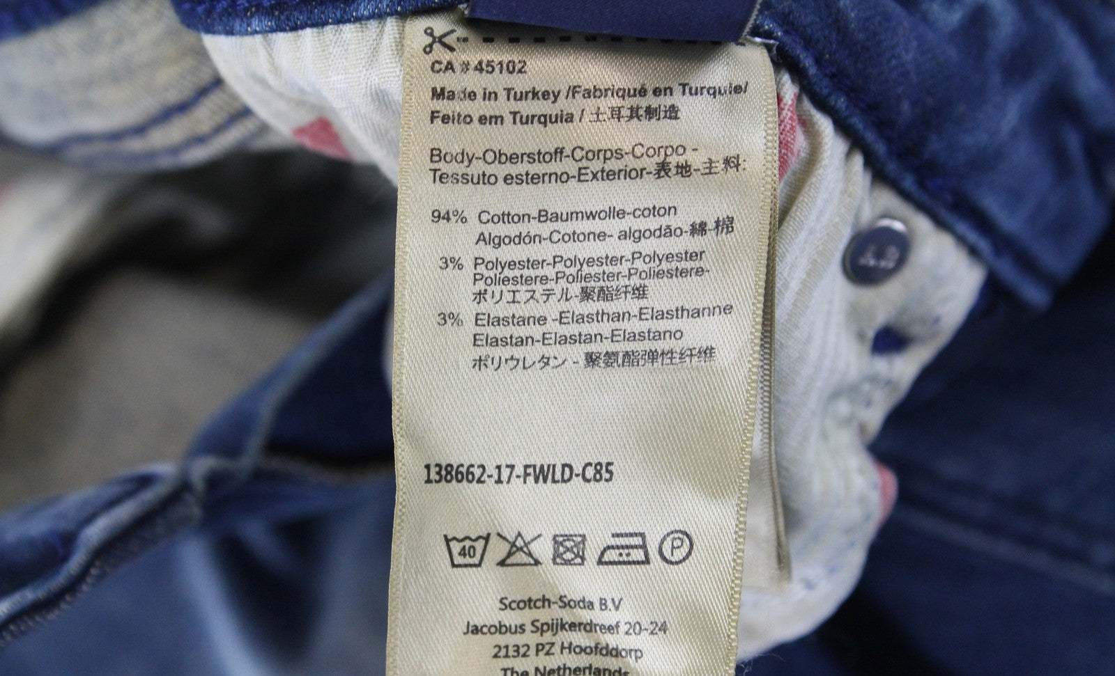 SCOTCH &amp; SODA Ams Blauw moteriški džinsai W27/L32 aptempti mėlyni tamprūs medvilniniai džinsai skalbti 