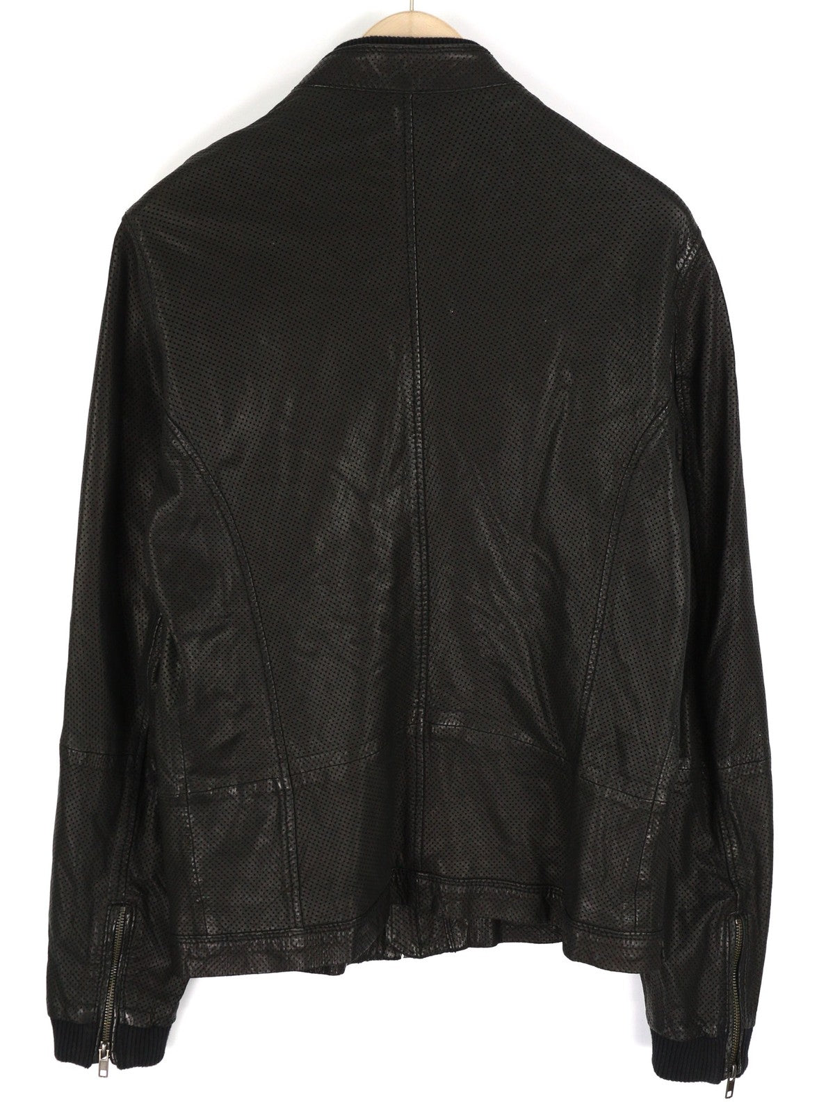 DIESEL vyriška striukė L, juoda, ėriuko odos, asimetrinė, su užtrauktuku, juostele, kaklu, logotipu. 