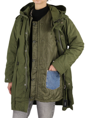 DIESEL W-Terry moteriška striukė S, žalia, parka su užtrauktuku ir gobtuvu, šerpų pamušalu. RMK 395 € 