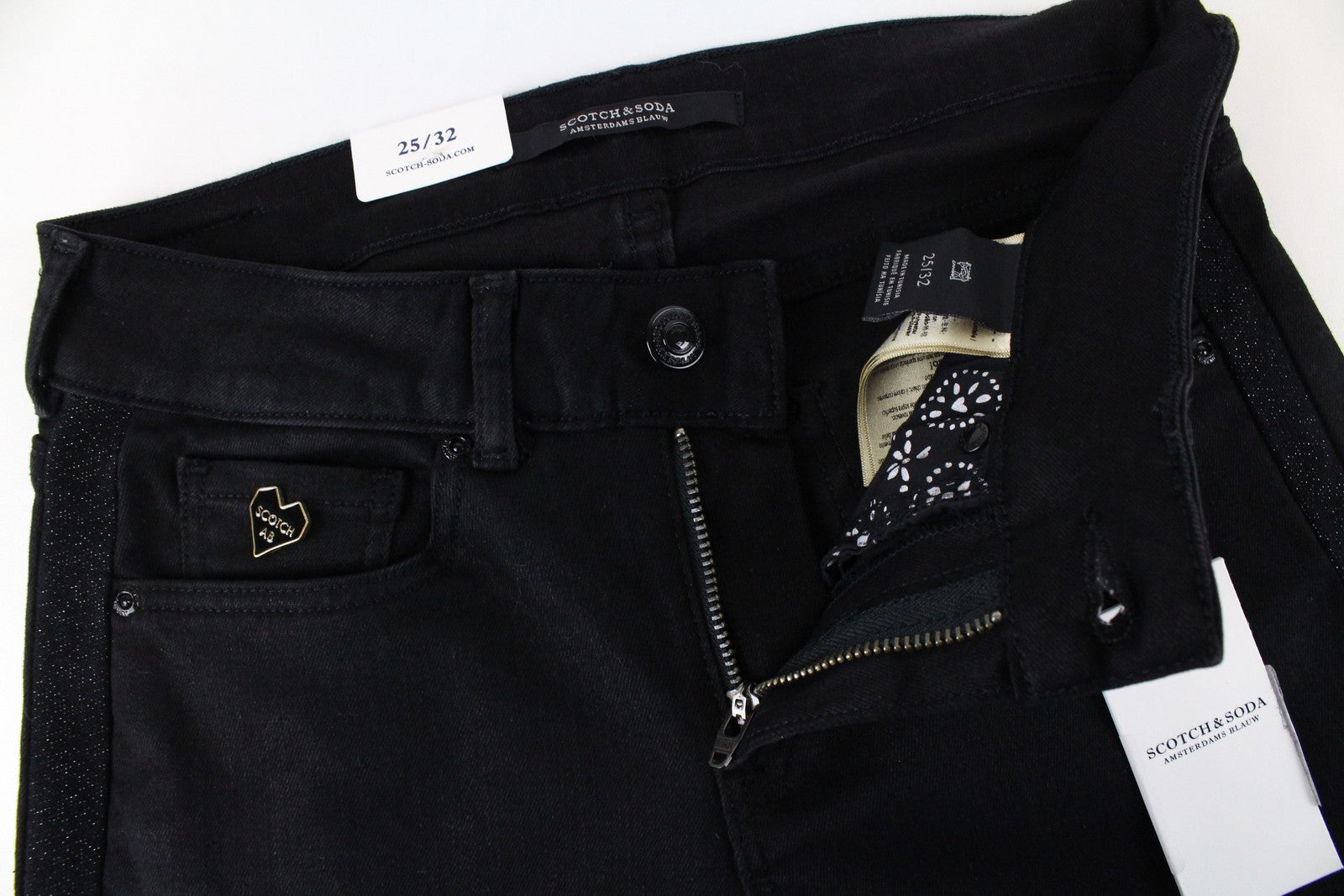 SCOTCH &amp; SODA La Bohemienne moteriški džinsai W25/L32 aptempti juodos medvilnės tamprės 