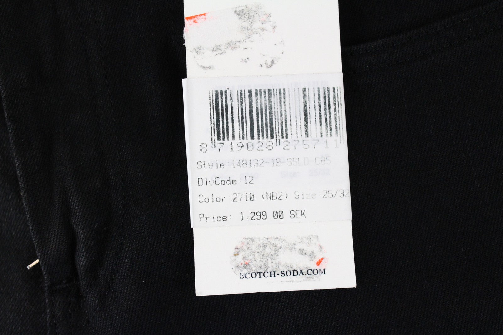 SCOTCH &amp; SODA La Bohemienne moteriški džinsai W25/L32 aptempti juodos medvilnės tamprės 