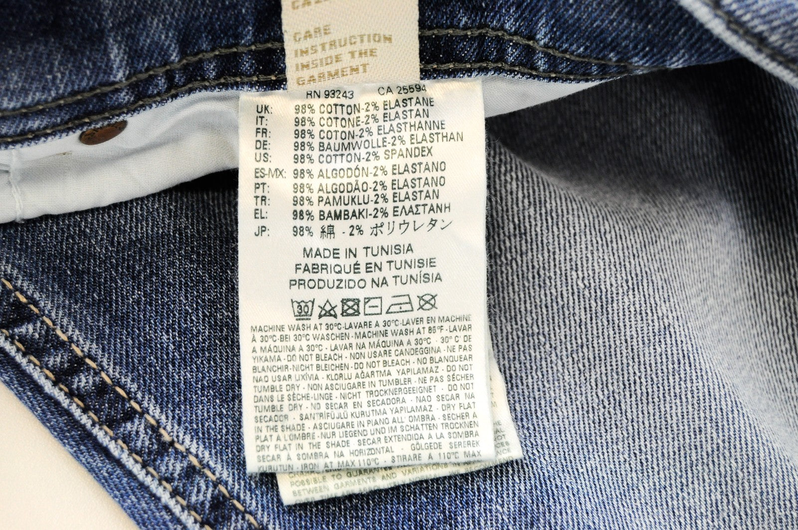 DIESEL Tepphar 0842H vyriški džinsai W33/L32 Slim Carrot Fit šviesiai mėlyni, tamprūs 