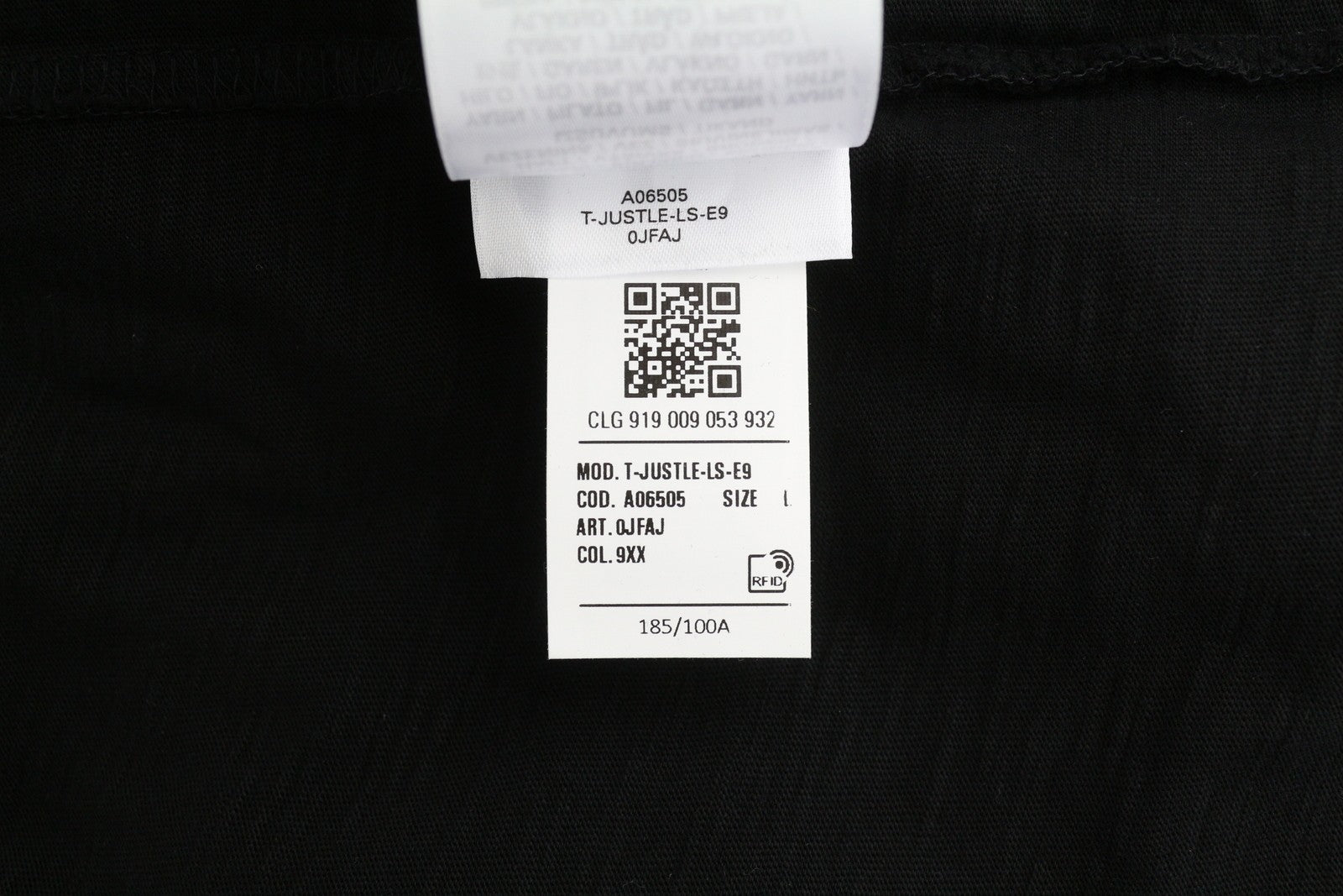 DIESEL T-Justle-LS-E9 vyriški marškinėliai L, juodi, ilgomis rankovėmis, apvali apykakle, medvilniniai, RRP 135 € 