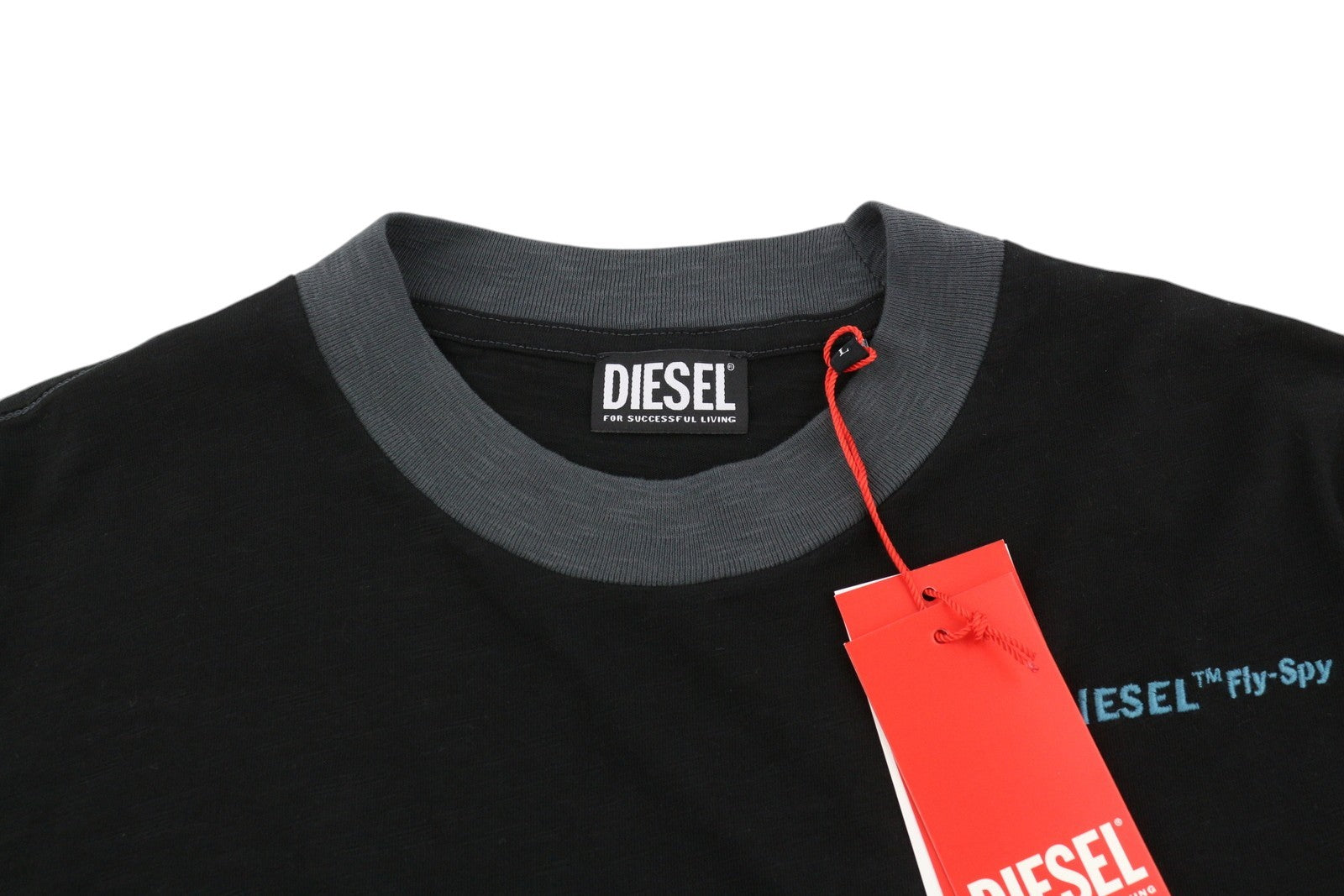 DIESEL T-Justle-LS-E9 vyriški marškinėliai L, juodi, ilgomis rankovėmis, apvali apykakle, medvilniniai, RRP 135 € 