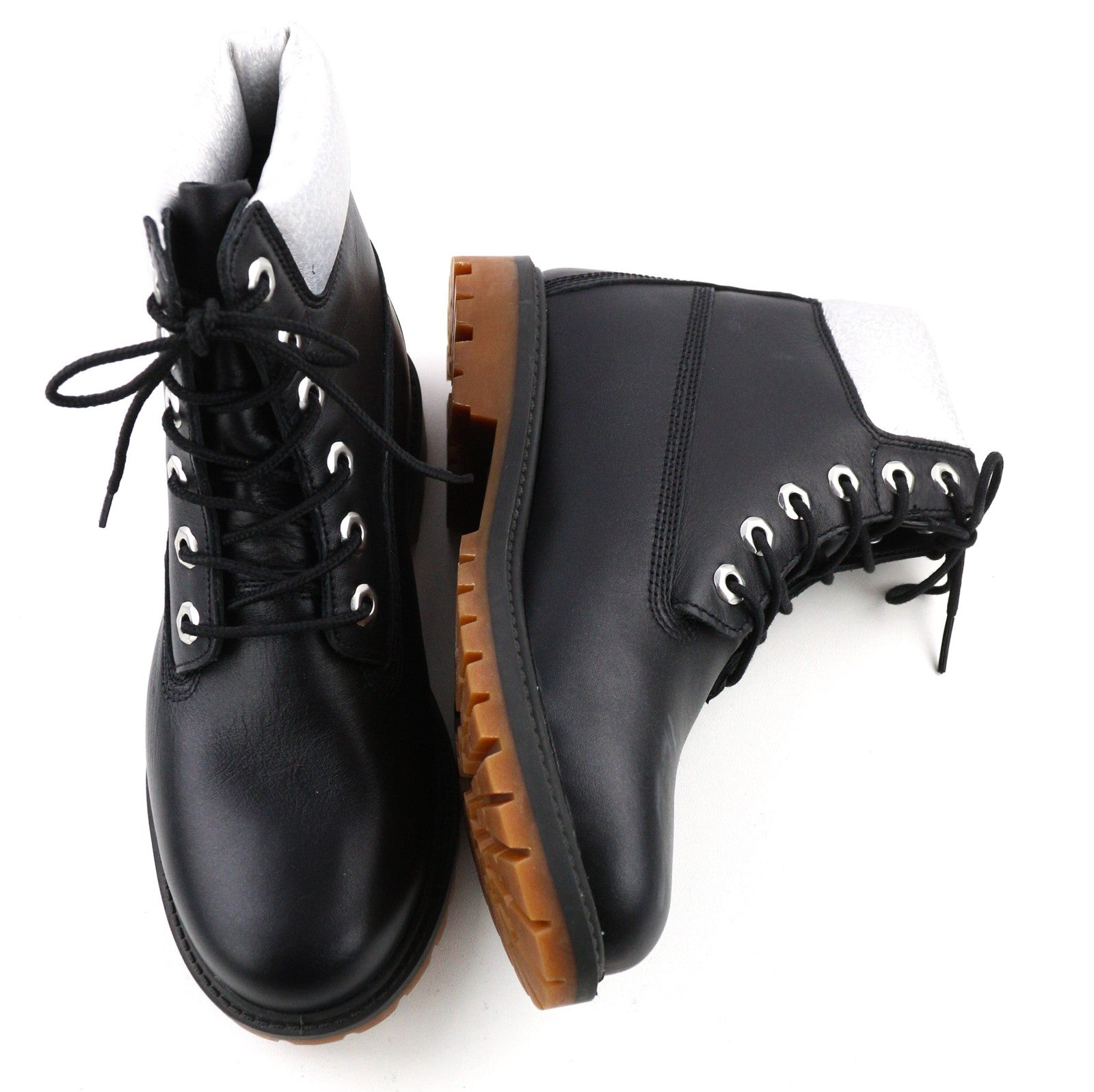 TIMBERLAND A2M8G moteriški aulinukai EU36 UK3.5 juodi odiniai migdolų nosys vandeniui atsparūs 