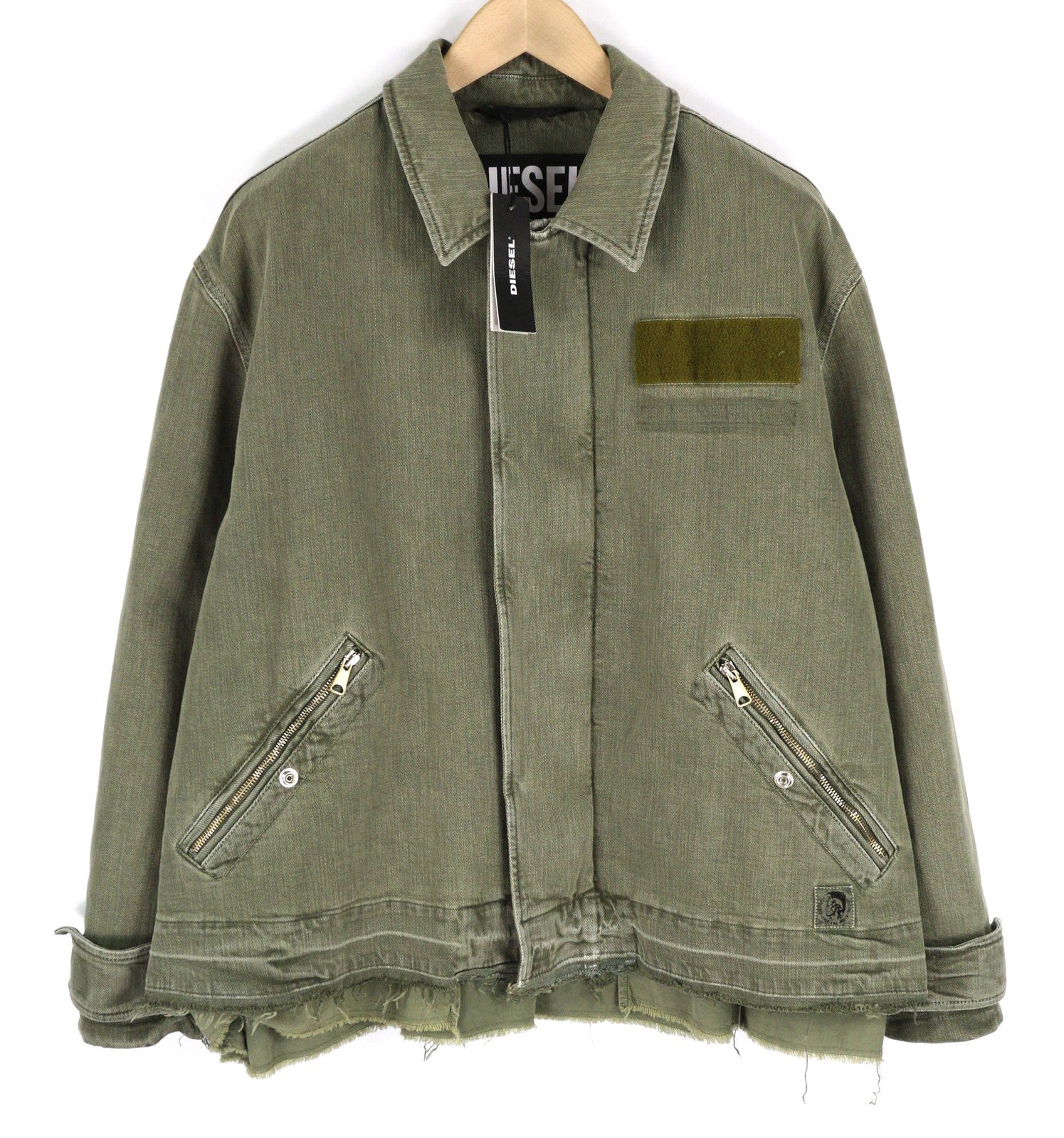 DIESEL J-Georg vyriška striukė L, džinsinis, su užtrauktuku, lengvas, su kariniu užtrauktuku, RRP 395 € 