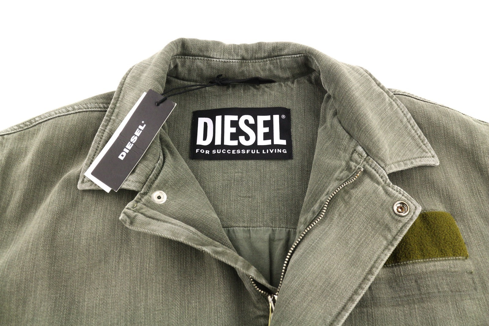 DIESEL J-Georg vyriška striukė L, džinsinis, su užtrauktuku, lengvas, su kariniu užtrauktuku, RRP 395 € 