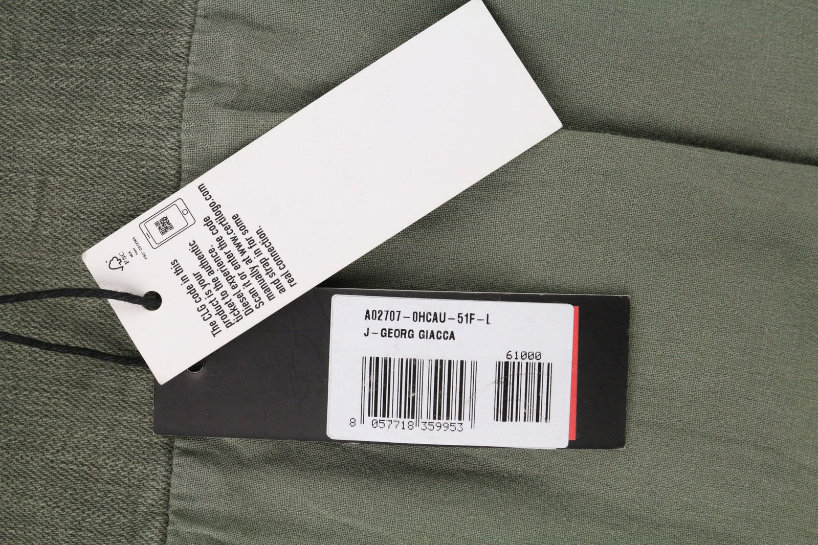 DIESEL J-Georg vyriška striukė L, džinsinis, su užtrauktuku, lengvas, su kariniu užtrauktuku, RRP 395 € 