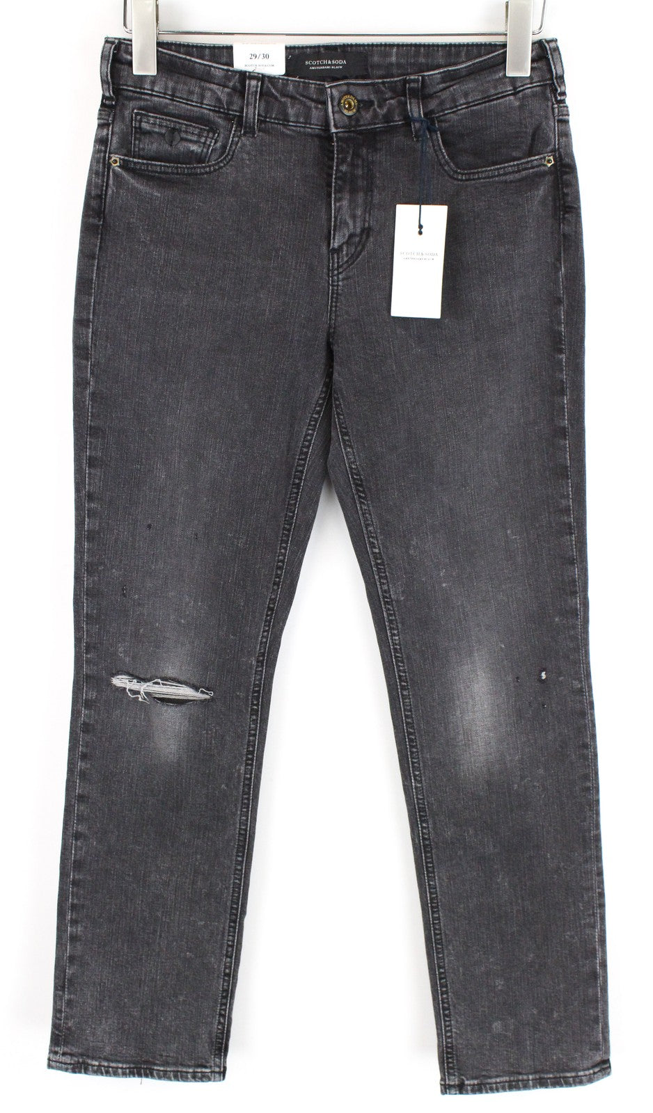 „SCOTCH &amp; SODA Supreme“ moteriški džinsai W29/L30 Slim Straight Fit pilkos medvilnės tamprės 