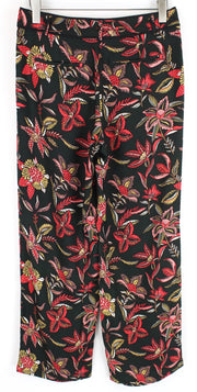 MAISON SCOTCH Women Trousers M Loose Dark Green Flower Patterned Lightweight