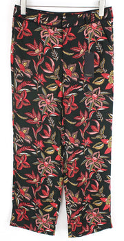 MAISON SCOTCH Women Trousers M Loose Dark Green Flower Patterned Lightweight*