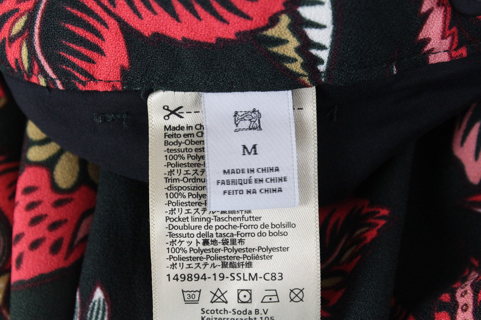 MAISON SCOTCH Women Trousers M Loose Dark Green Flower Patterned Lightweight*