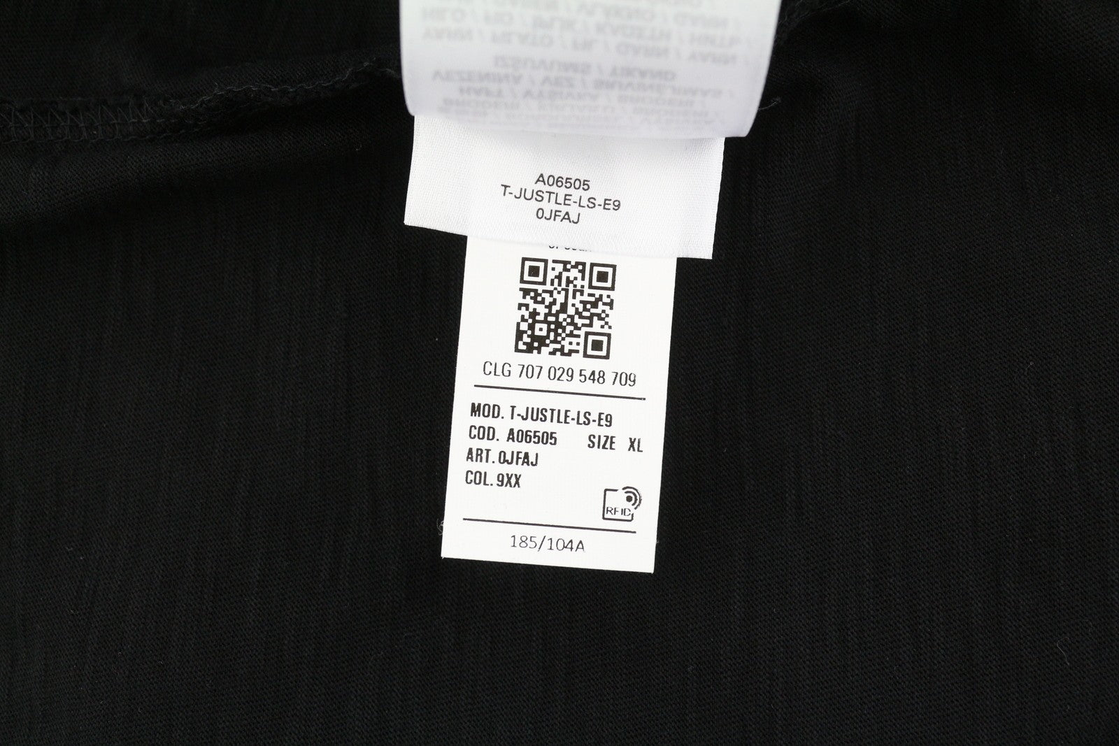 DIESEL T-Justle-LS-E9 vyriški marškinėliai, XL dydžio, juodi, ilgomis rankovėmis, apvalia apykakle, medvilniniai, RRP 135 € 