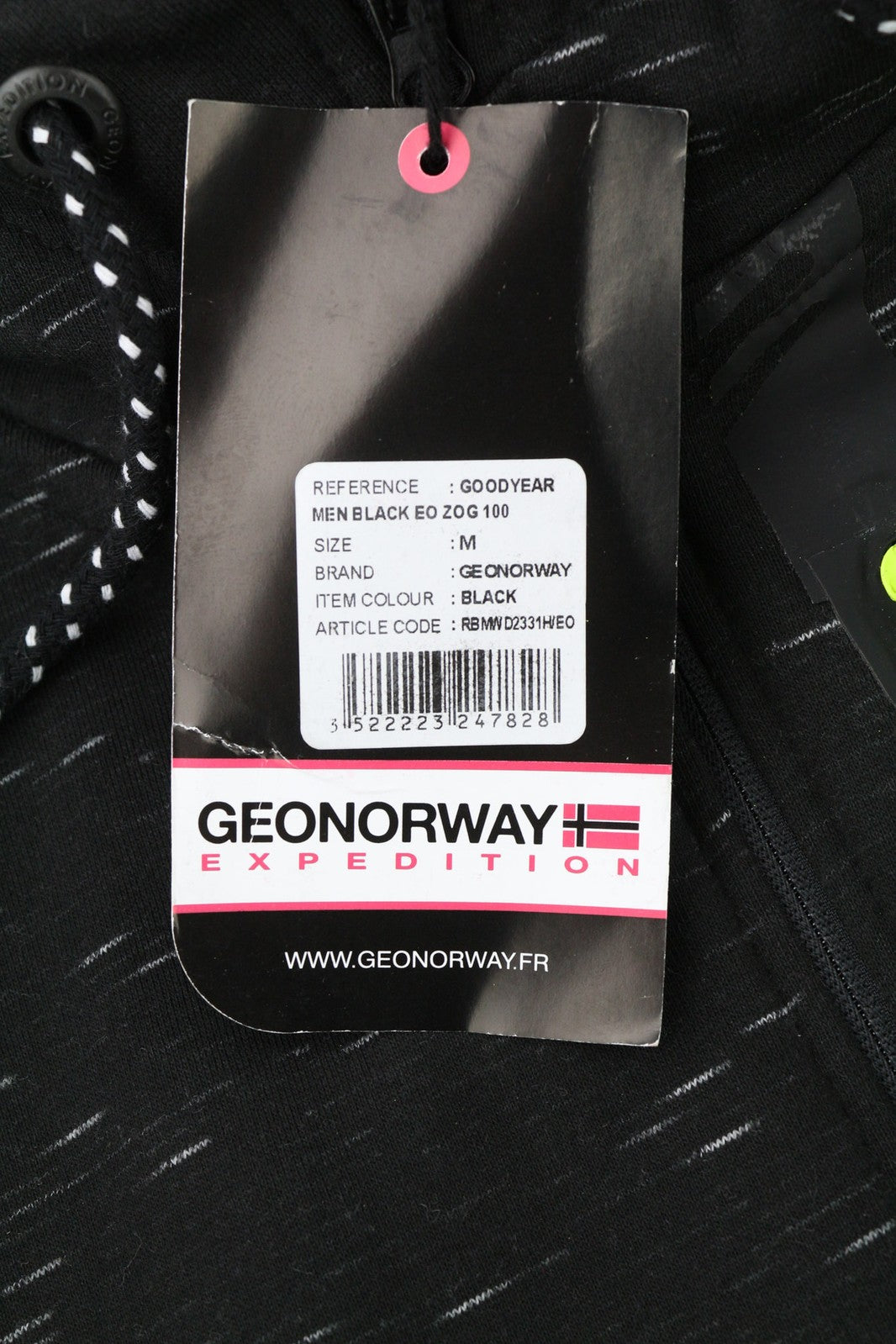 GEO NORWAY Expedition vyriškas džemperis su gobtuvu M Turbo-Dry 4000 su gobtuvu ir užtrauktuku, juodos spalvos 