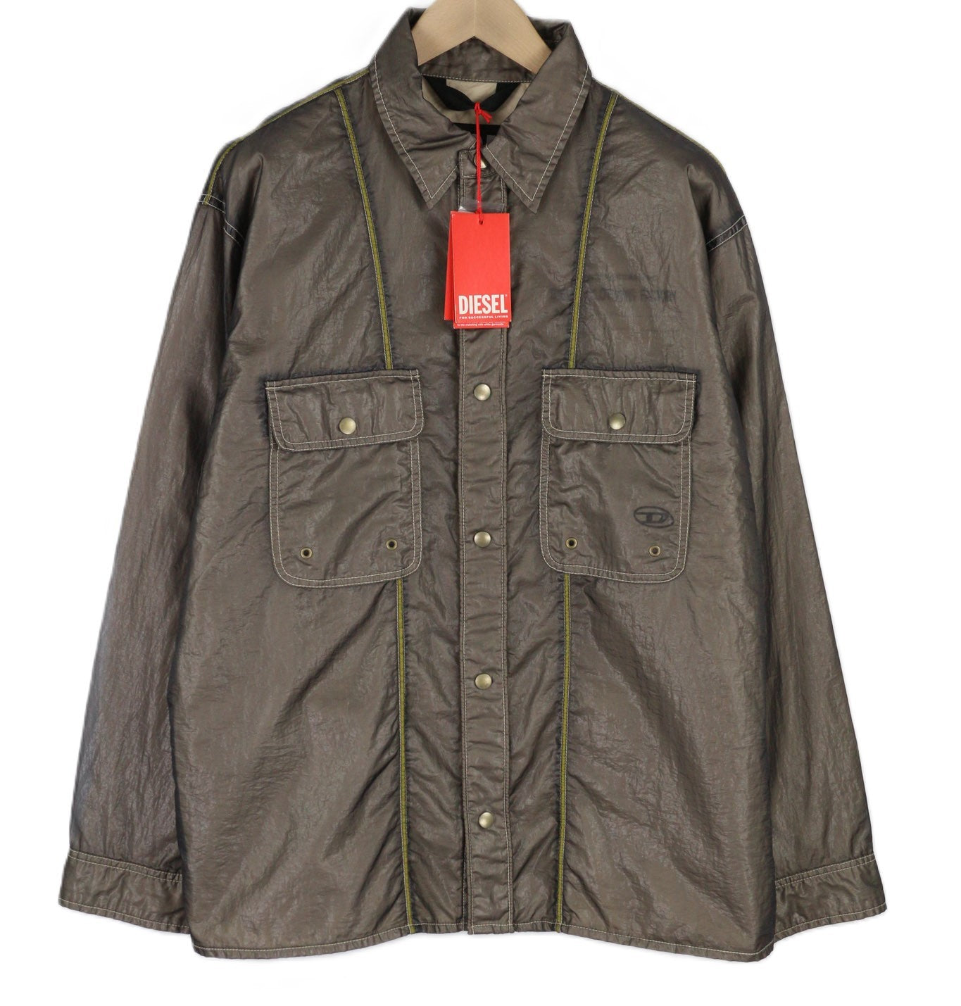 DIESEL S-U24 vyriška striukė L su spaudėmis, blizgančiu pamušalu, lengva, RRP 275 €